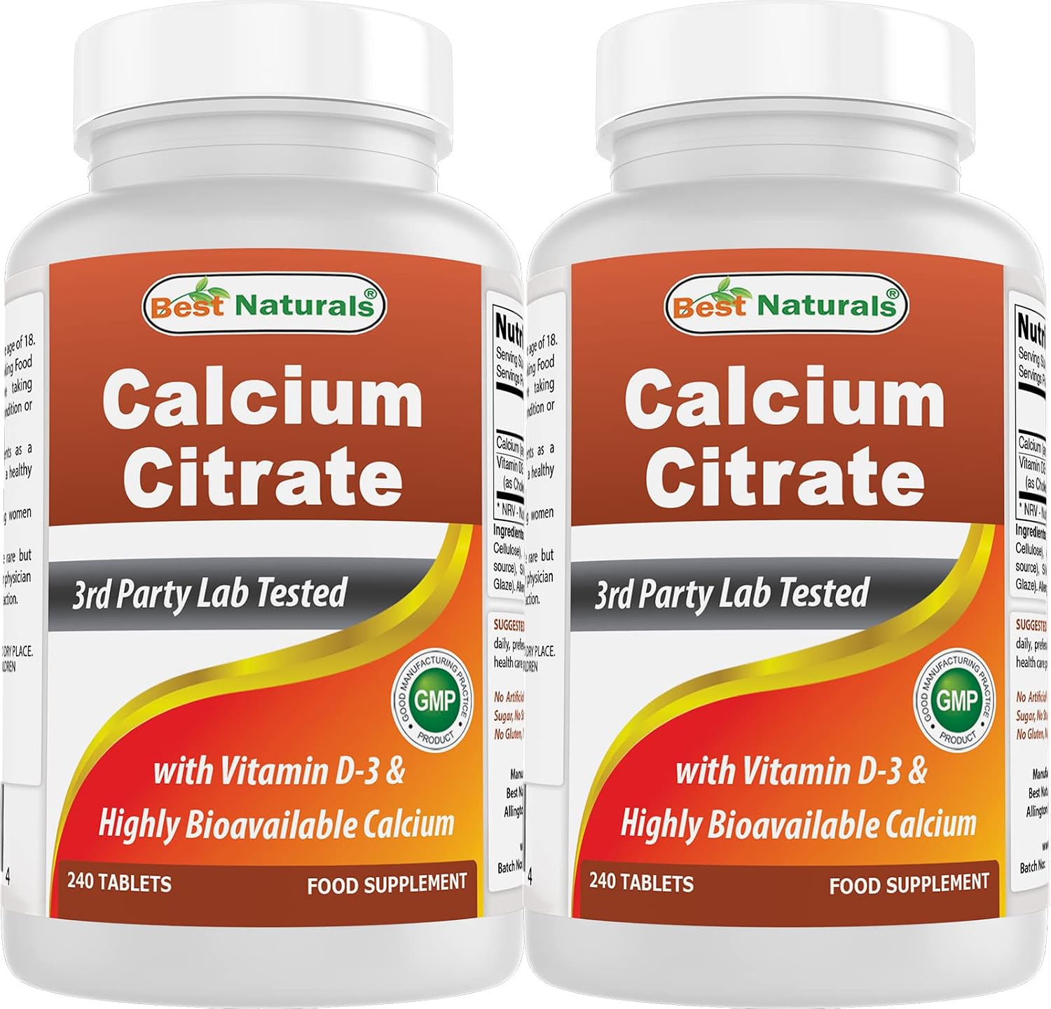 Best Naturals Calcium Citrate with Vitamin D-3 240 Tablets (240 Count (Pack of 1))
