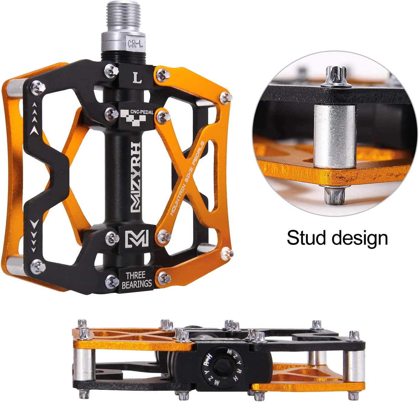 MZYRH Mountain Bike Pedals, Ultra Strong Colorful CNC Machined 9/16" Cycling Sealed 3 Bearing Pedals