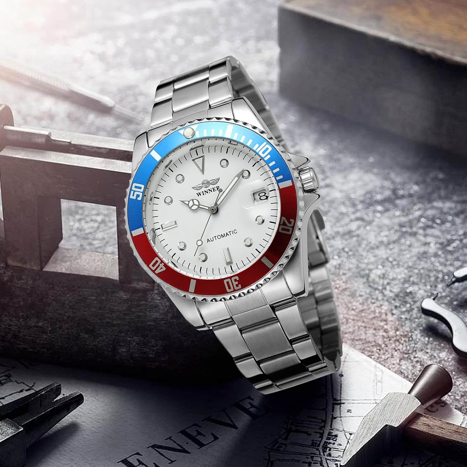 MASTOP Men Automatic Mechanical Watches Full Steel Waterproof Mens Watches | Calendar,Fashion Wristwatch for Men