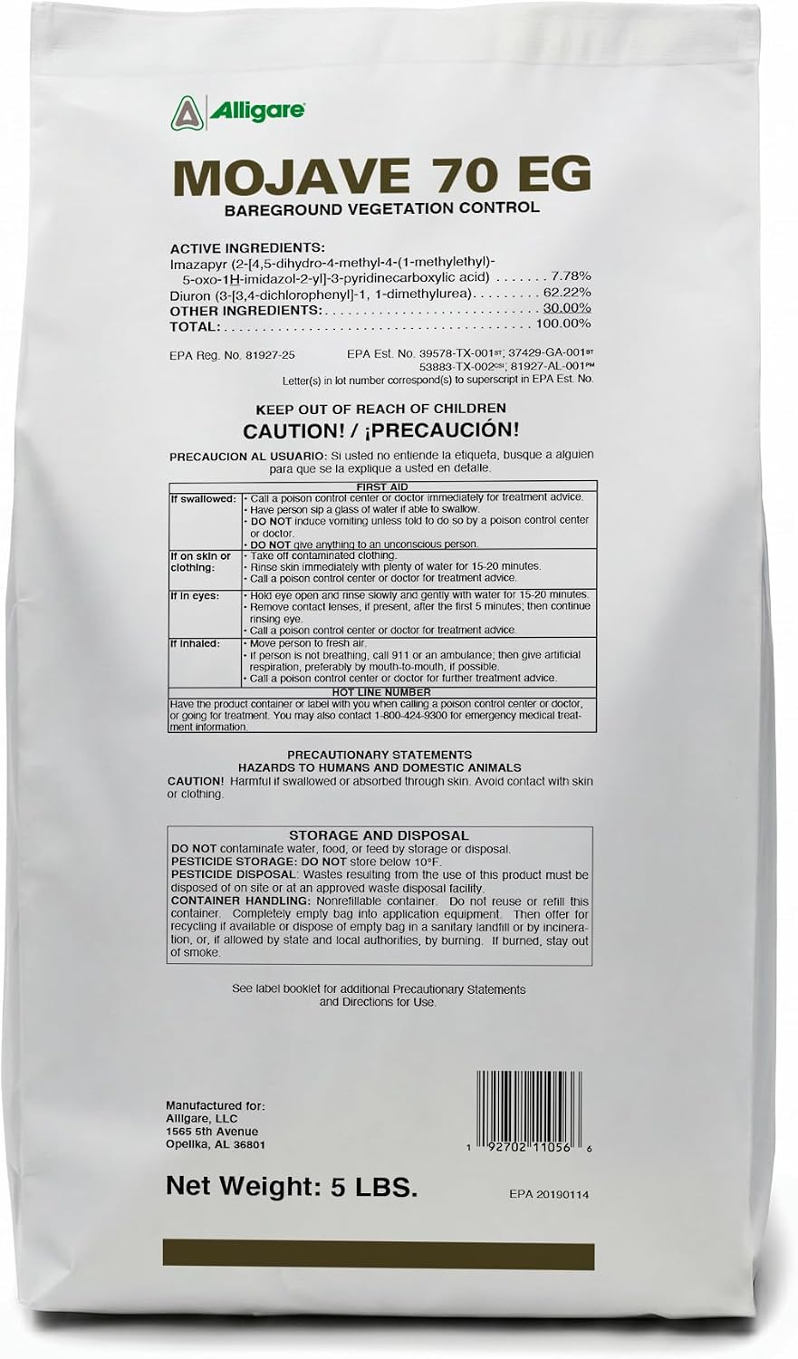 Alligare - Mojave 70EG Weed Killer for Grasses, Weeds & Vines - Total Bareground Weed Control with Long-Lasting Residual