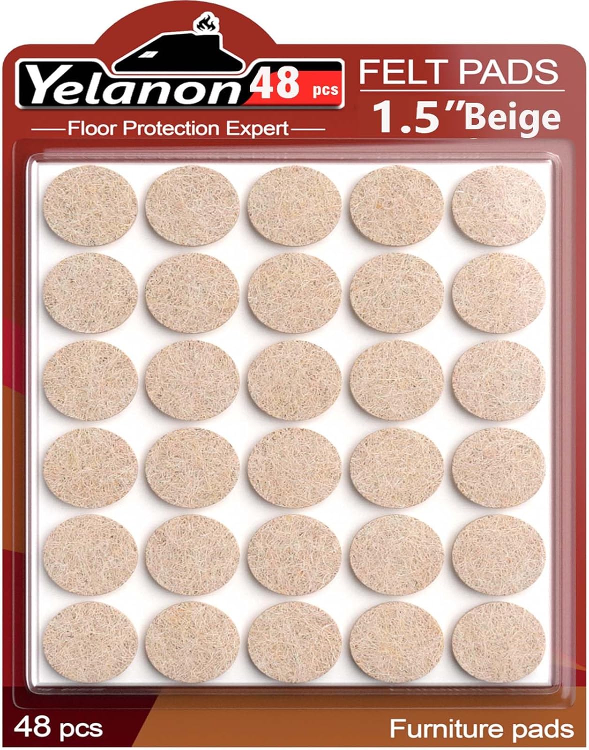 Yelanon Felt Furniture Pads 56 Pcs for Hardwood Floors Brown