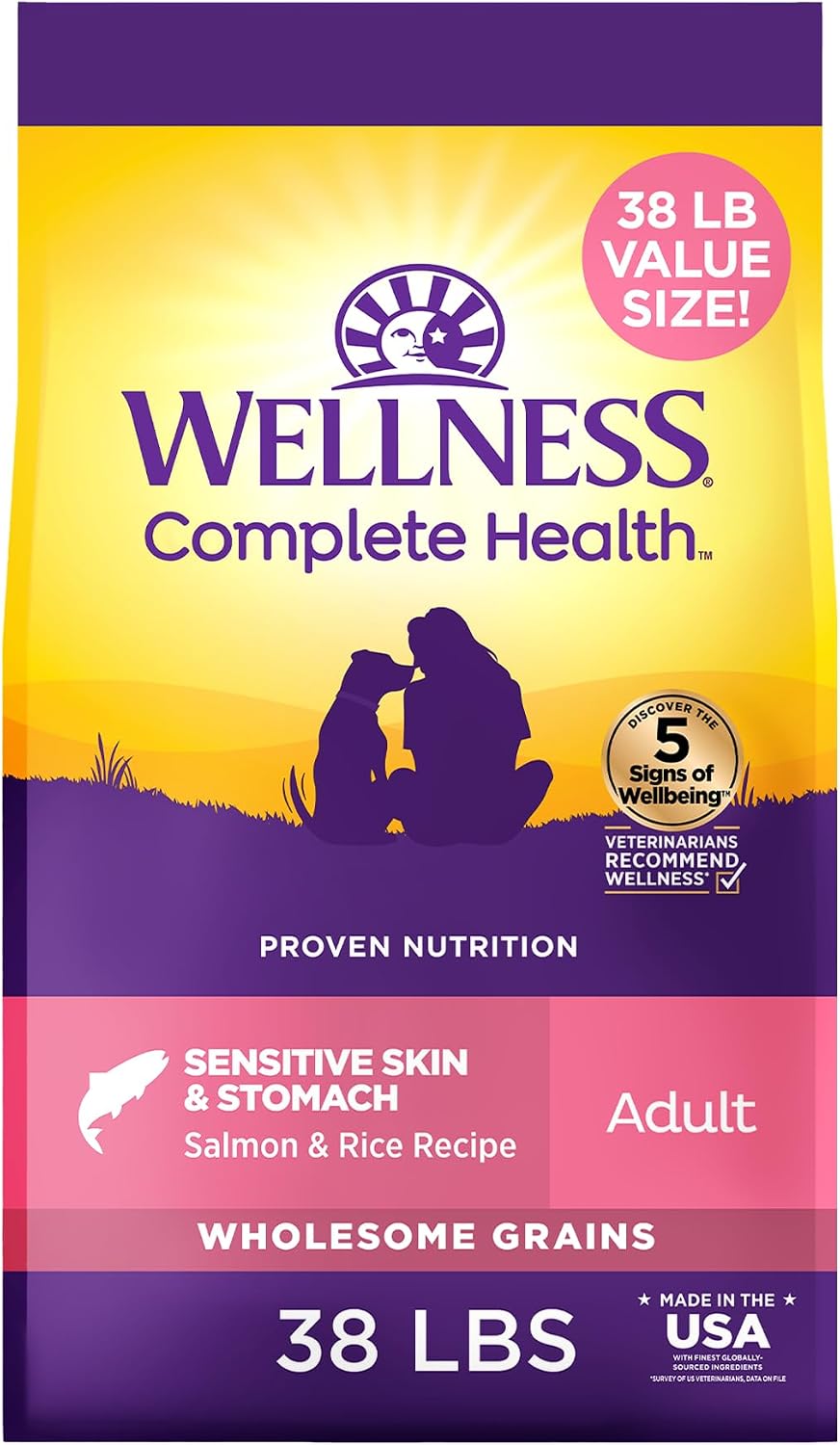 Wellness Complete Health Adult Dry Dog Food, Wholesome Grain Kibble, Natural, Chicken and Oatmeal Recipe, 5 lb Bag