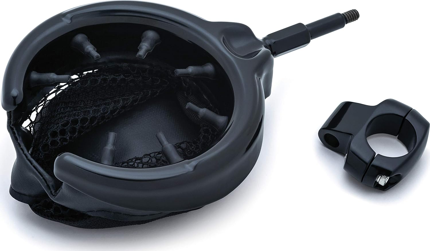 Kuryakyn 1429 Motorcycle Handlebar Accessory: Replacement Drink/Cup Holder with Mesh Basket without Clamp/Mount, Black