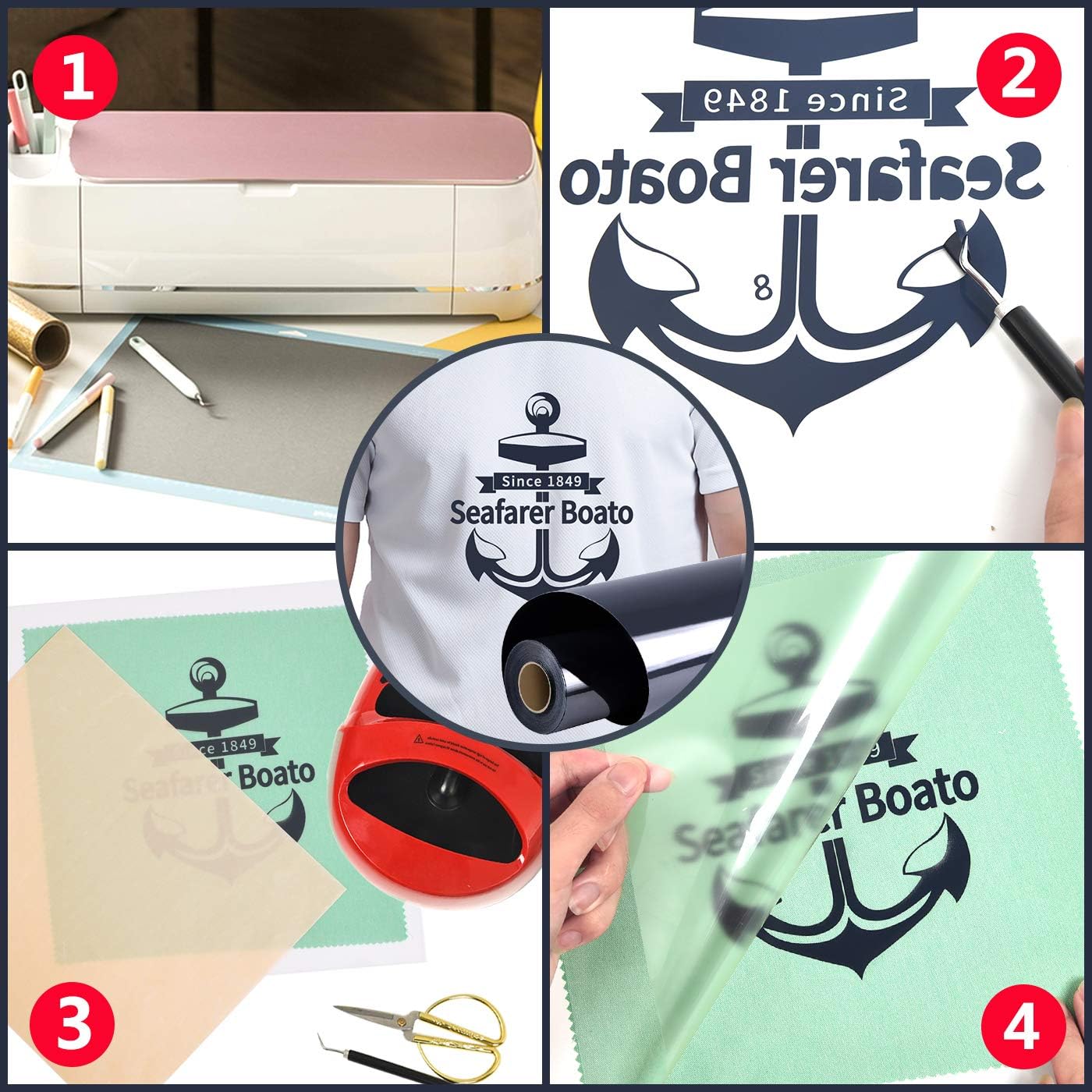 RENLITONG Heat Transfer Vinyl,12 Inch by 10ft White Iron on Vinyl