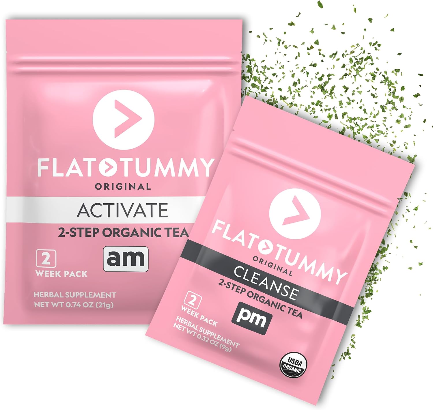 Flat Tummy Detox Tea (2 Week Program) – 2-Step Detox Tea to Boost Energy & Reduce Bloating* - All Natural Detox Cleanse w/ Green Tea, Lemon Balm