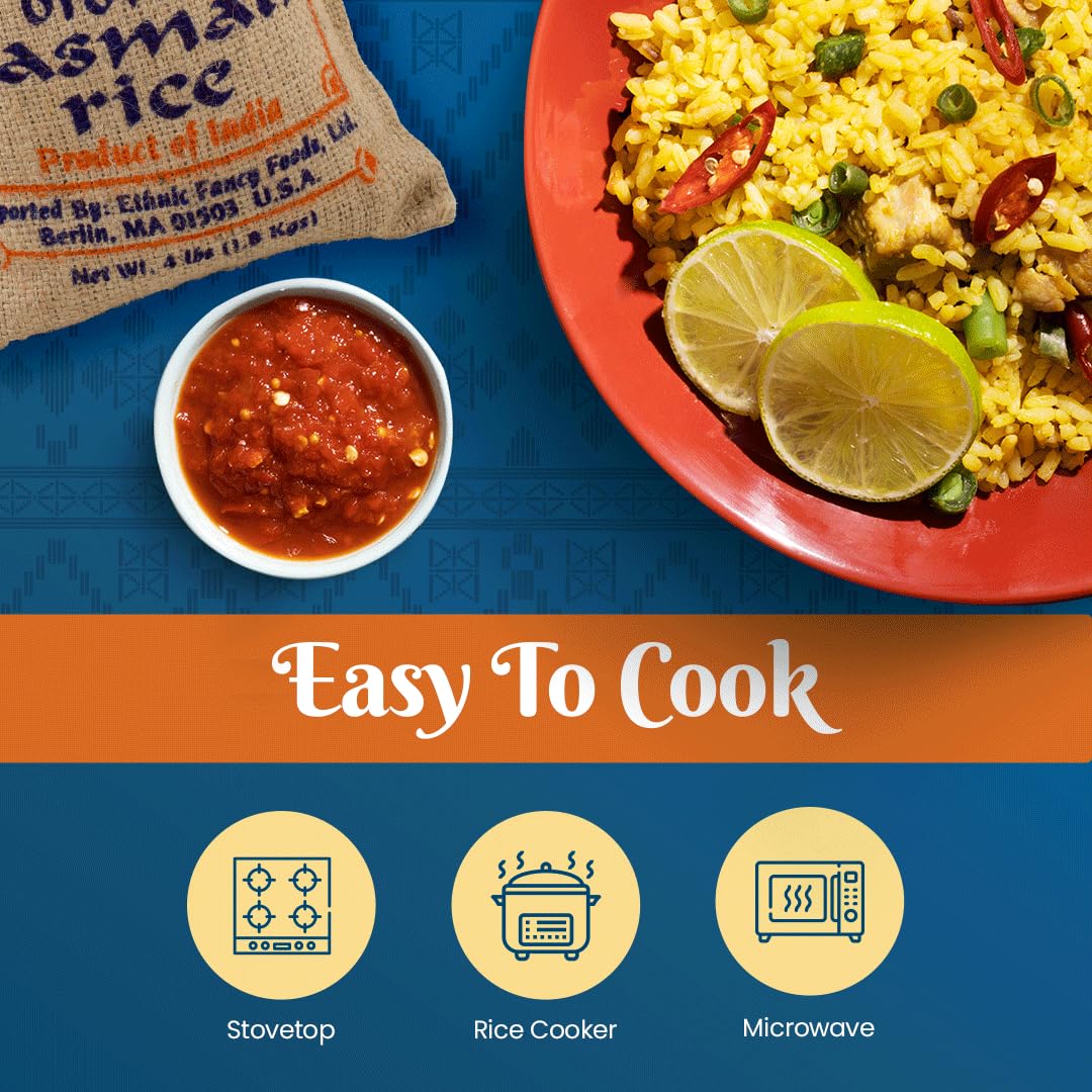 Bombay Market Brown Basmati Rice - Aromatic & Nutty Flavor Basmati Rice - Long Grain Rice Basmati (4 Pound Bag)