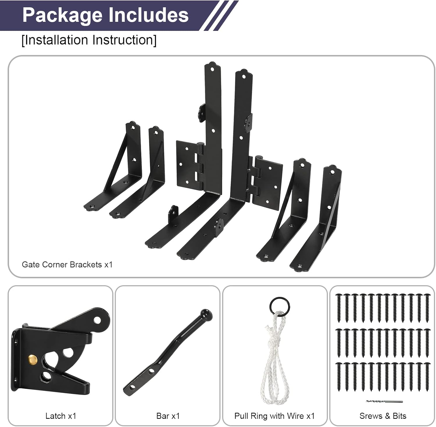 Anti Sag Gate Kit Heavy Duty No Sag Kit for Wooden Gate Fence with a Gate Latch