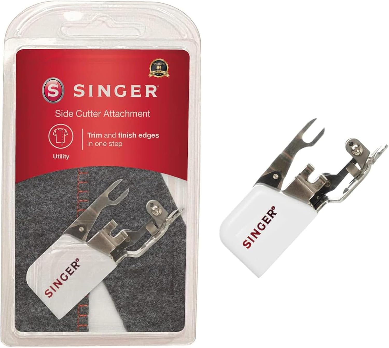 SINGER® Side Cutter Attachment, Compatible with Low-Shank Sewing Machines | Trims and finishes fabric edges, ideal zigzag stitching