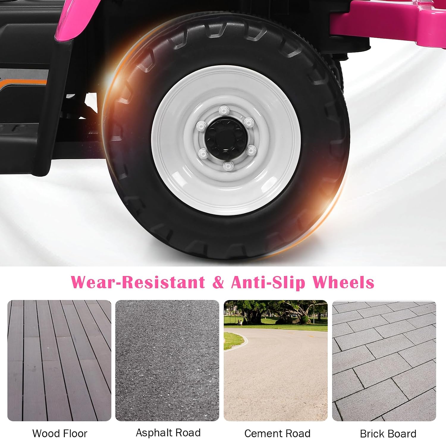 Costzon Ride on Tractor with Detachable Trailer, Kids' Electric Vehicles w/3-Gear-Shift Ground Loader, Wireless Design & USB, 7 LED Headlights