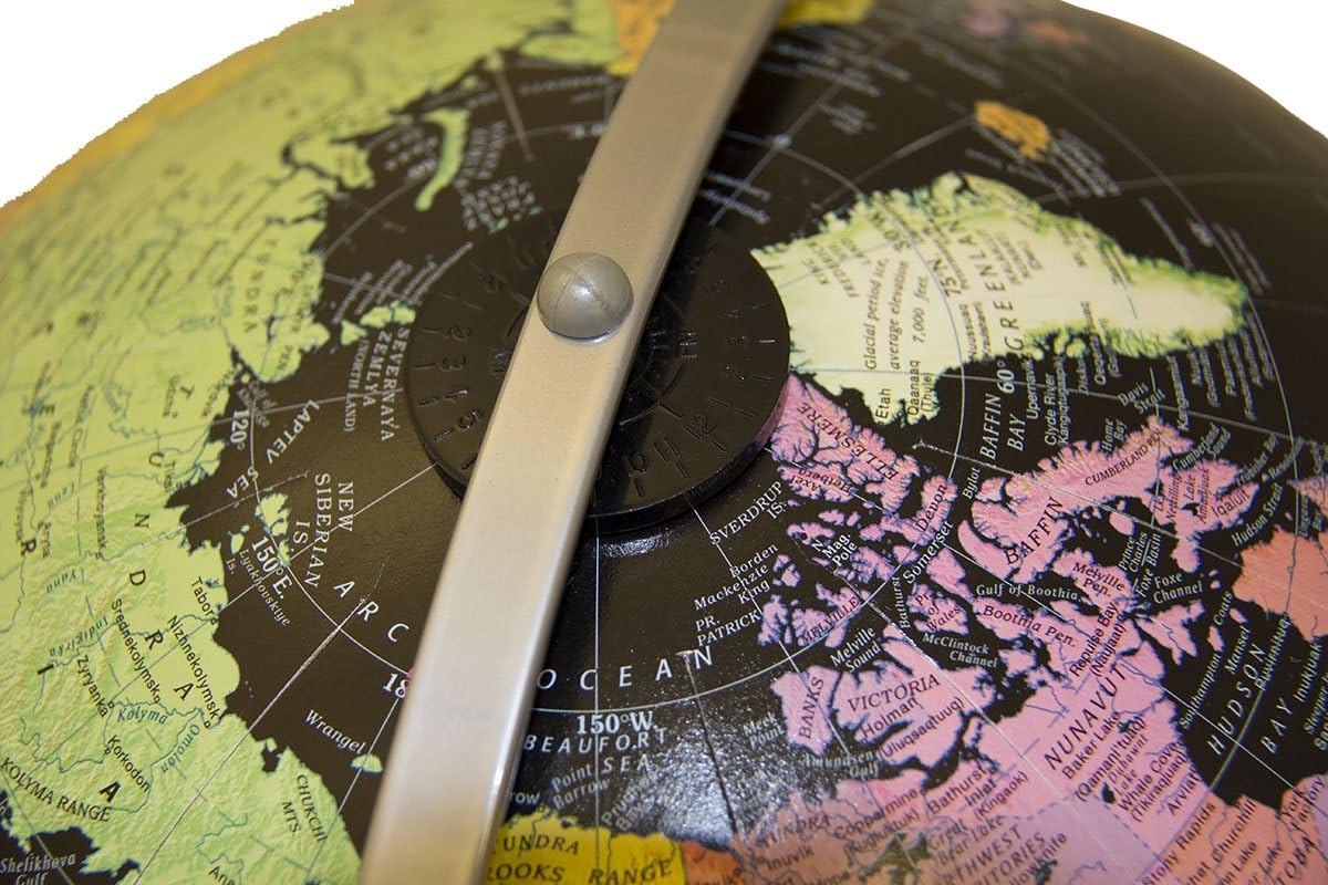 Replogle Starlight, Black Ocean World Globe, Desktop Piece, Gyro-matic meridian, Silver base, Detailed Cartography