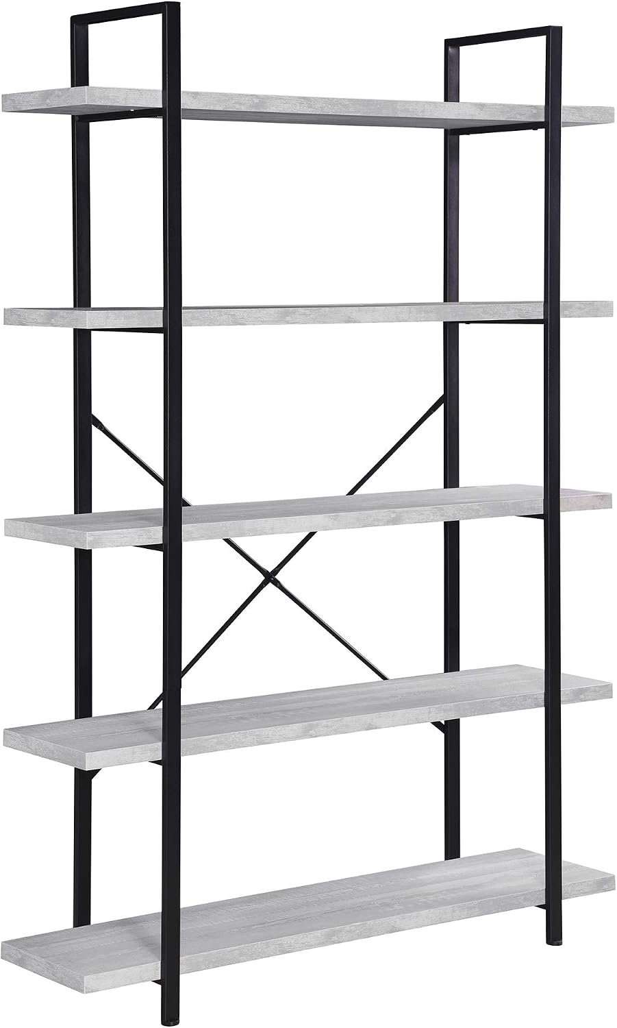 BELLEZE 4 Tier Modern Rustic Industrial Bookshelf, Open Wide Office Etagere Book Shelf