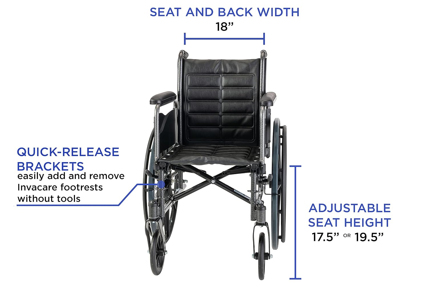 Invacare Tracer EX2 Wheelchair for Adults | Standard Folding | 18 Inch Seat | Footrests & Full Arms