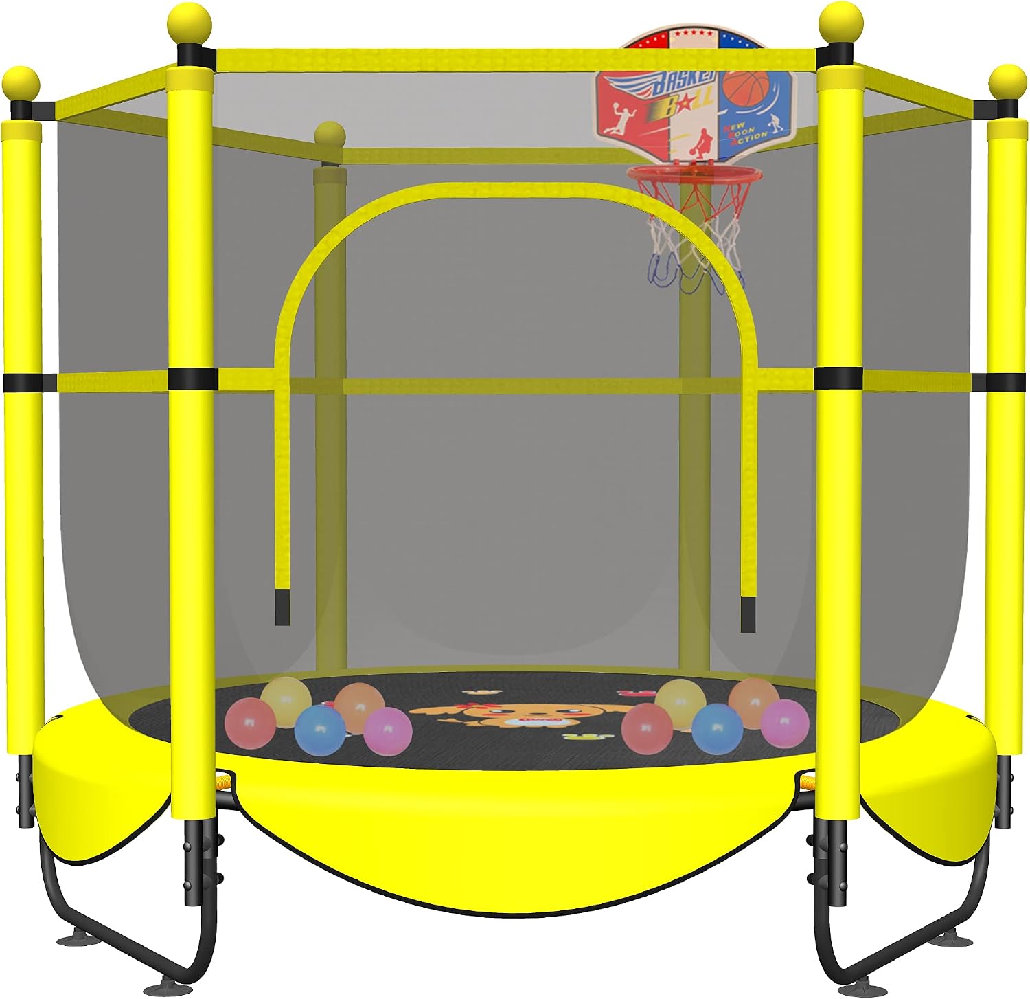 VGMiu 60" Trampoline for Kids, Toddler Trampoline Indoor with Net, Age 3-8