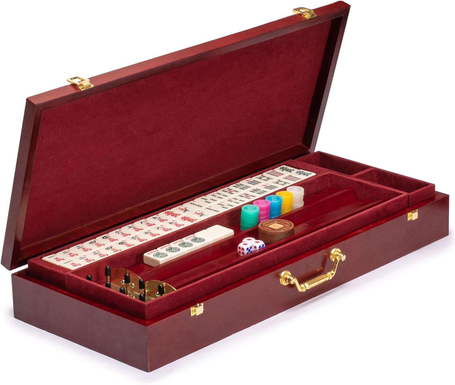 Yellow Mountain Imports American Mahjong Set – The Classic with 166 Tiles, Vintage Rosewood Veneer Case & Mahjong Accessories
