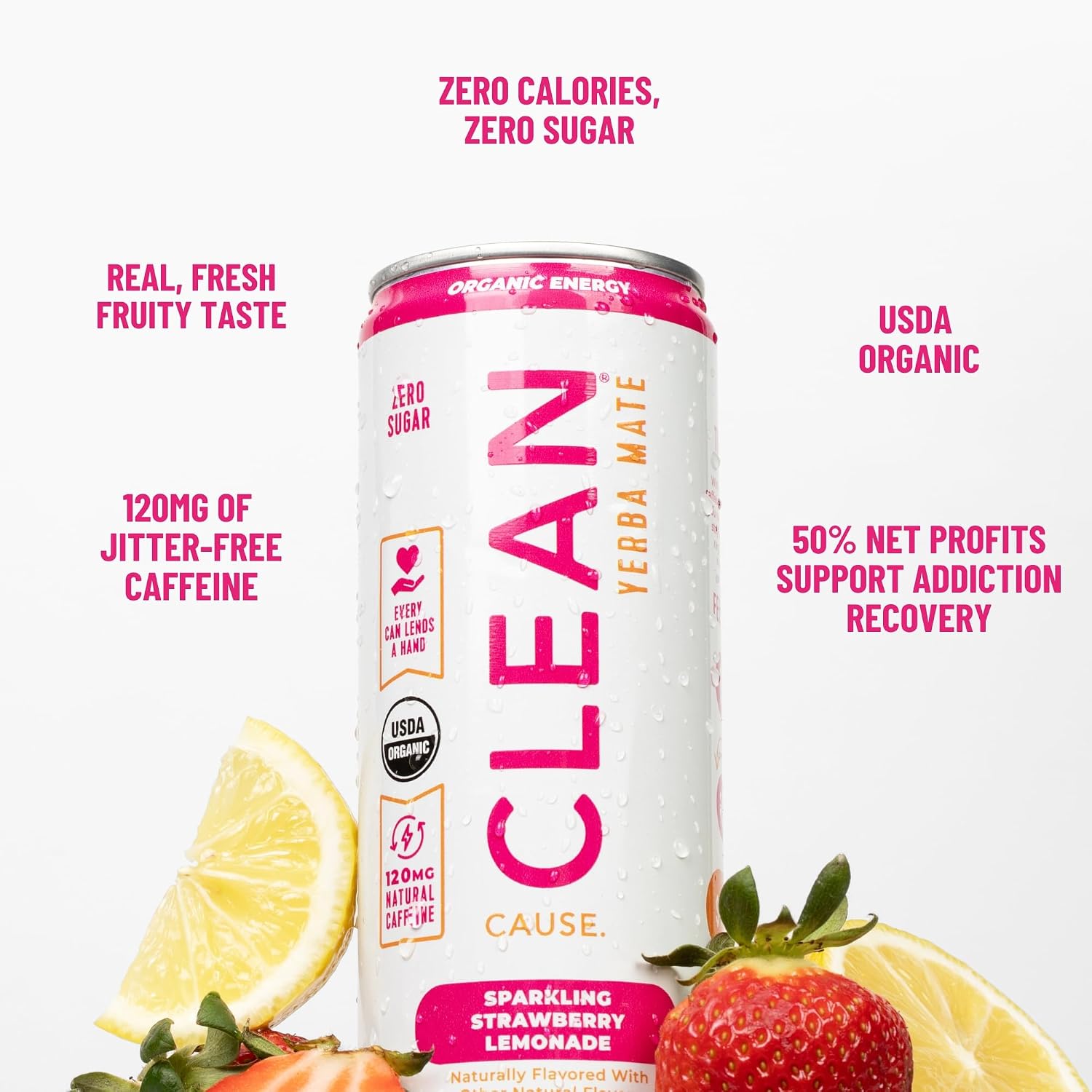 CLEAN Cause Zero Sugar Yerba Mate Organic Energy Orange Ginger, 12Pack 16oz