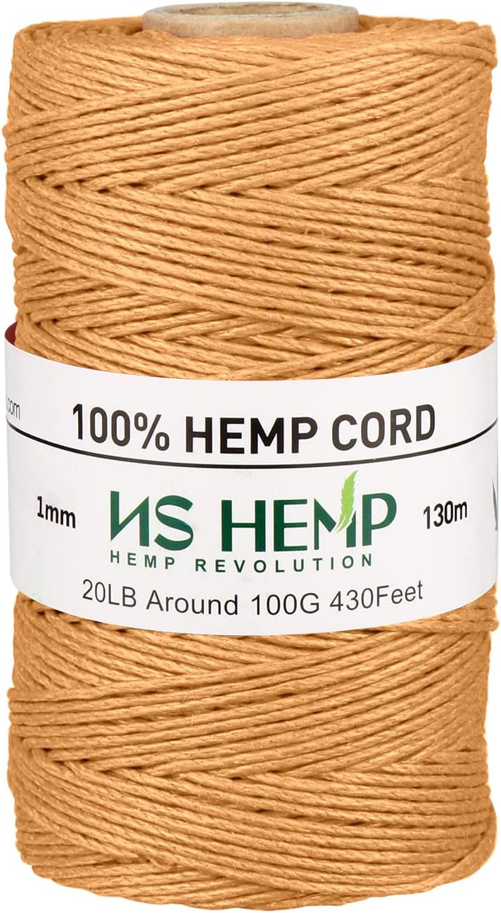 【 NS HEMP 】 Sustainable Hemp Twine Hemp Cord for Jewelry Making, Hemp Cord 1mm 130 Meters (026 RAW)