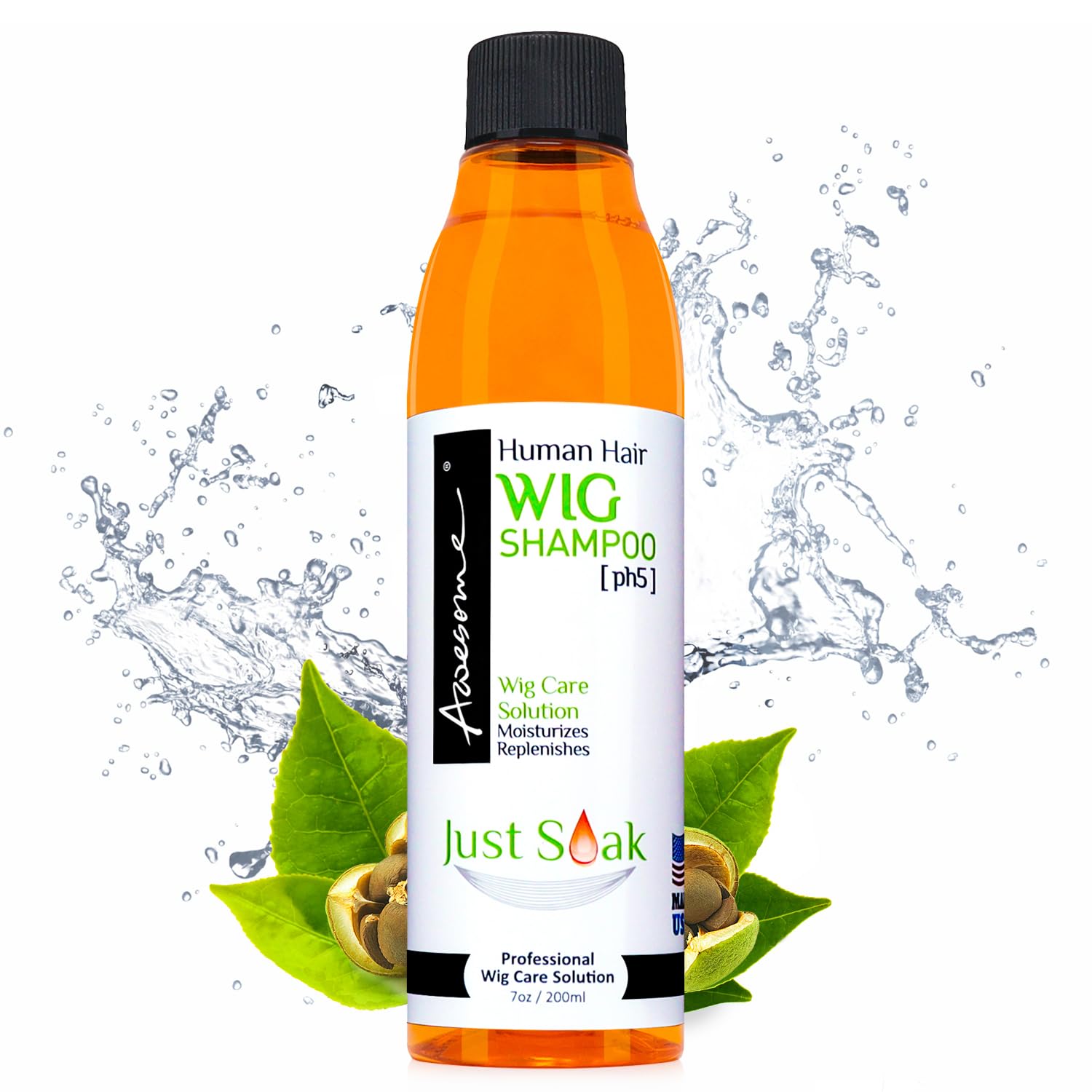 Awesome Human Hair Wig Shampoo, pH5, Wig Care Solution, Adds Body & Volume, Promotes Silkiness and Shine, Detangle Wig & Easy Combing, Provides Freshness Feeling (7 fl oz) | pH5 human hair formula lifts buildup with no scrubbing, curl pattern stays set