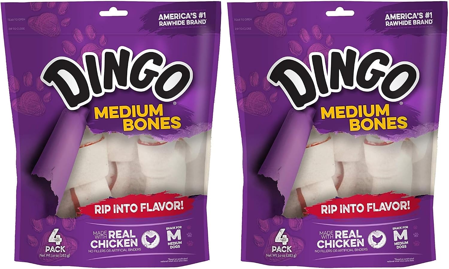 Dingo 156095 Rawhide Bones For Small Dogs, Chicken,White, 6-Count, 8 Ounces