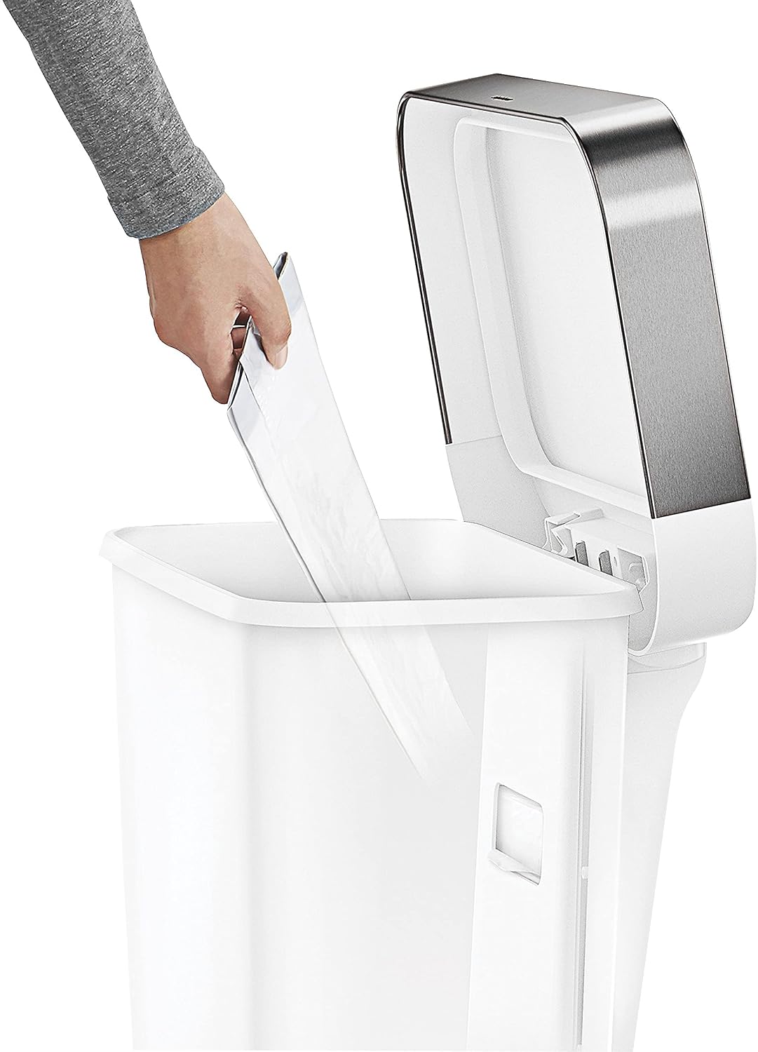simplehuman Hybrid Step Can, 45L / 12 Gallon Rectangular Kitchen Trash Can, Liner Rim System, Liner Pocket®, 150,000-Step Pedal, Lid Shox® Silent Close, Black Plastic