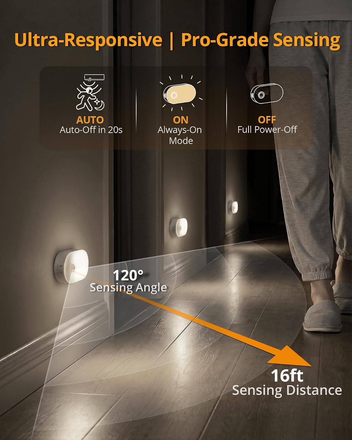 Lyridz Rechargeable Battery Night Light with Motion Sensor, 4-Pack