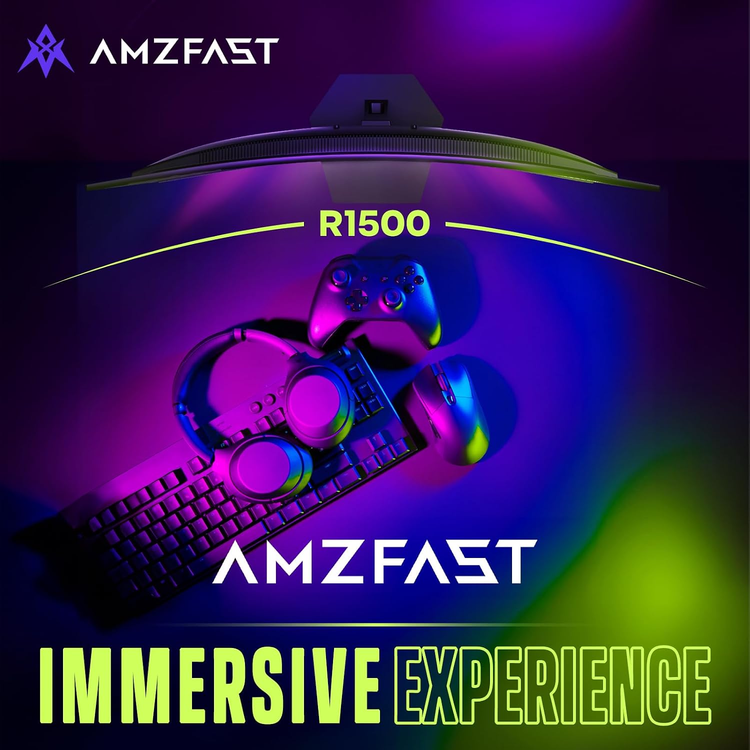 Amzfast 34 Inch Curved Monitor 240Hz UWQHD (3440x1440) Gaming Monitor, 1ms G-SYNC Compatible, 1500R, PIP/PBP, HDR400, 96% DCI-P3, Tilt/Swivel/Height Adjustable, TÜV Rheinland, HDMI 2.1, AMZG34C8 Pro