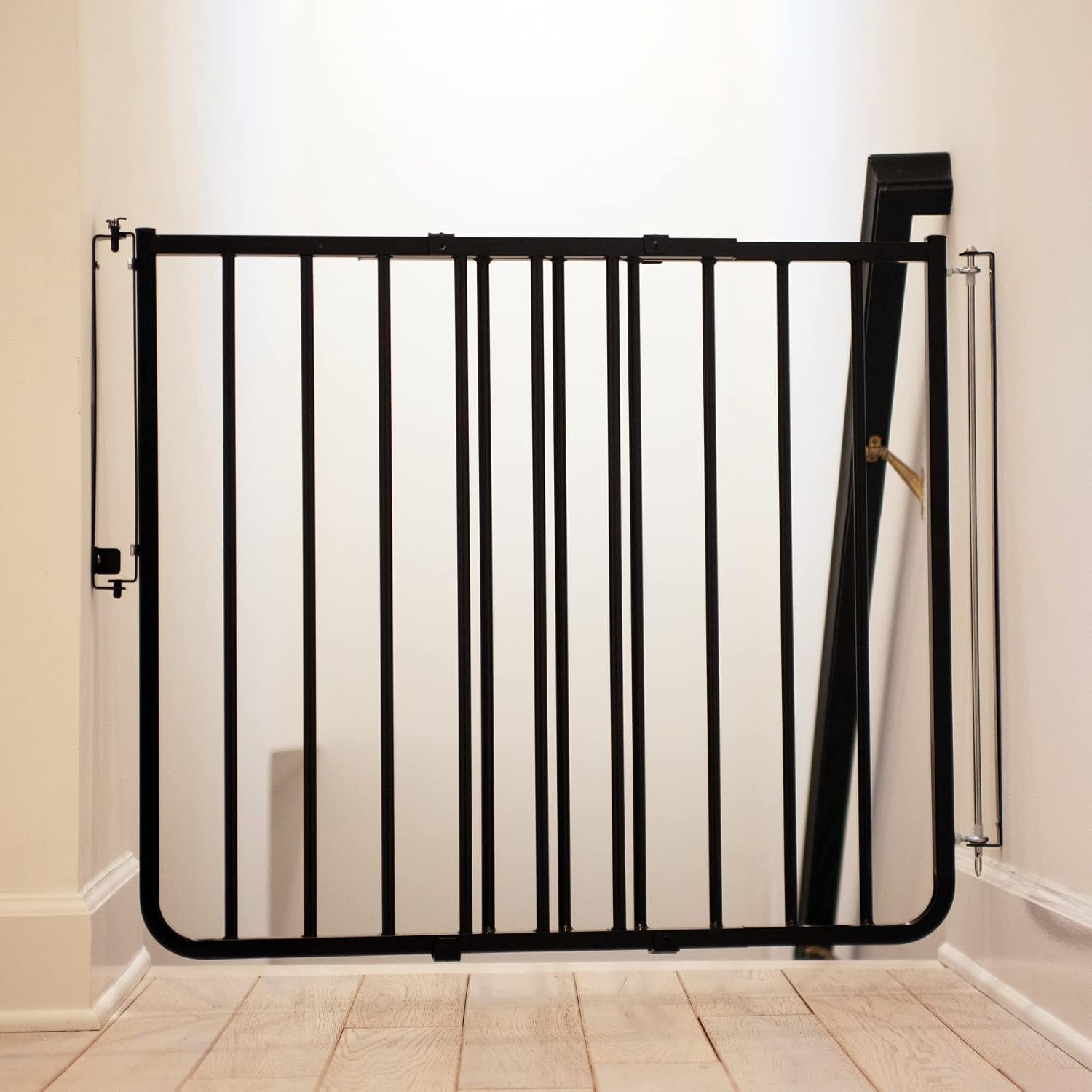Cardinal Gates SS30 Stairway Special Baby and Pet Gate, 27-42.5 in, Black | One-hand latch, two-way swing and angle-mount hardware for babies and pets