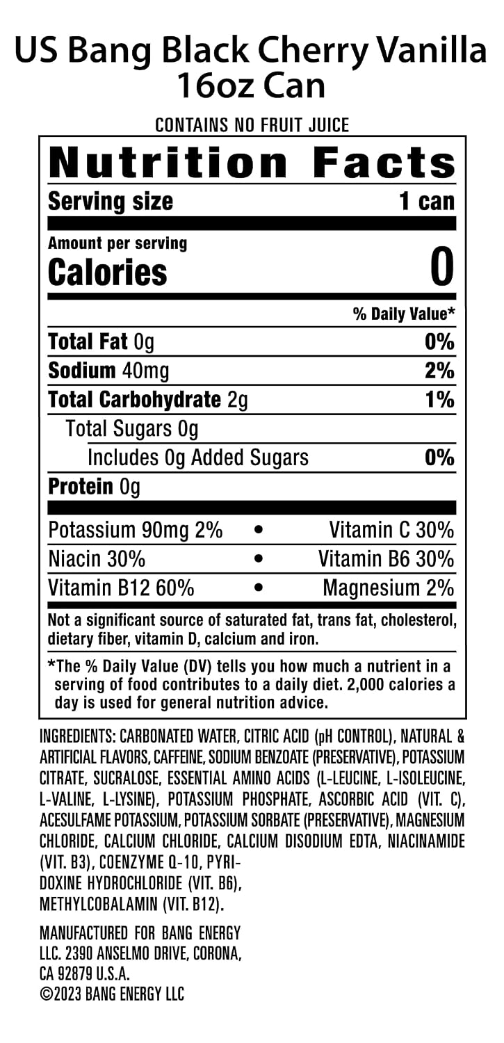 Bang Energy Blue Razz, Sugar-Free Energy Drink, 16-Ounce | Pack of 12