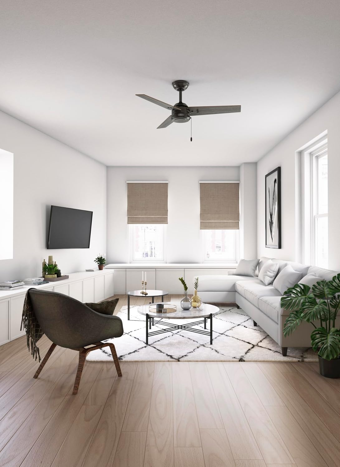 Hunter Cassius, Outdoor or Indoor, Ceiling Fan, 44 inch, Matte Black