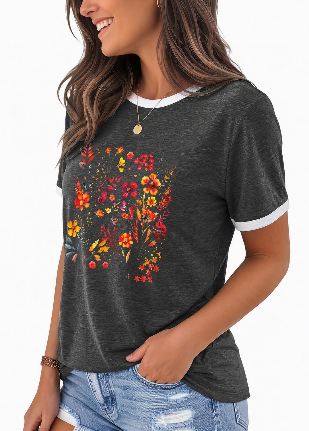 YEXIPO Graphic Tees for Women Short Sleeve Summer Tops Casual Cute T Shirts