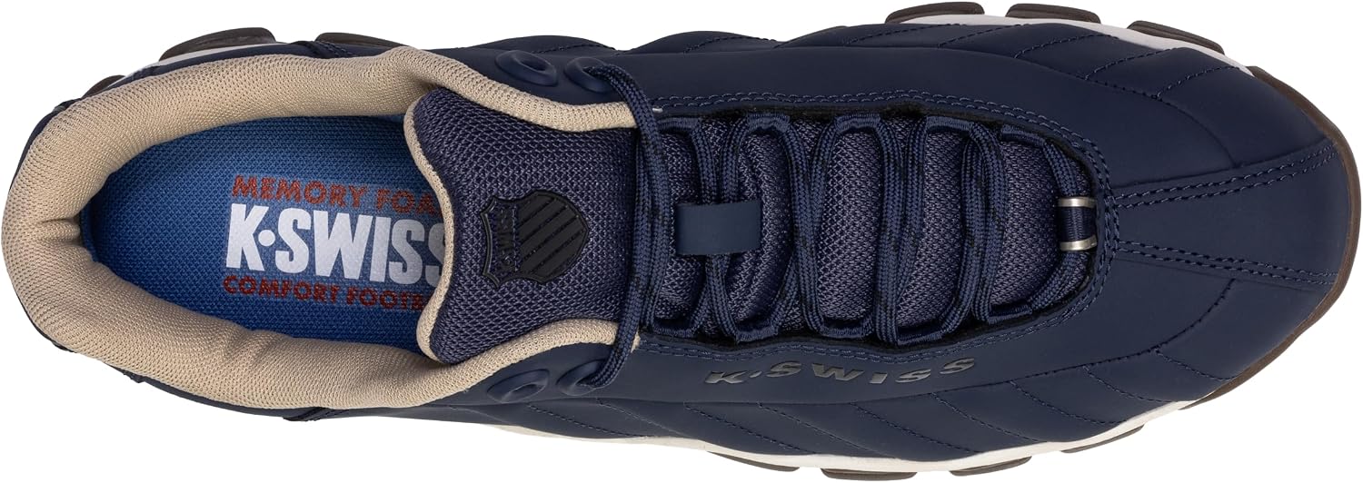 K-Swiss Men's ST329 CMF Sneaker, Wide Tennis Walking Shoes Leather Upper | Court Inspired, Tennis Heritage, Comfort Soft Cushioning, Arch Support, Wide Feet Fit, Chunky Silhouette, Classic Style.