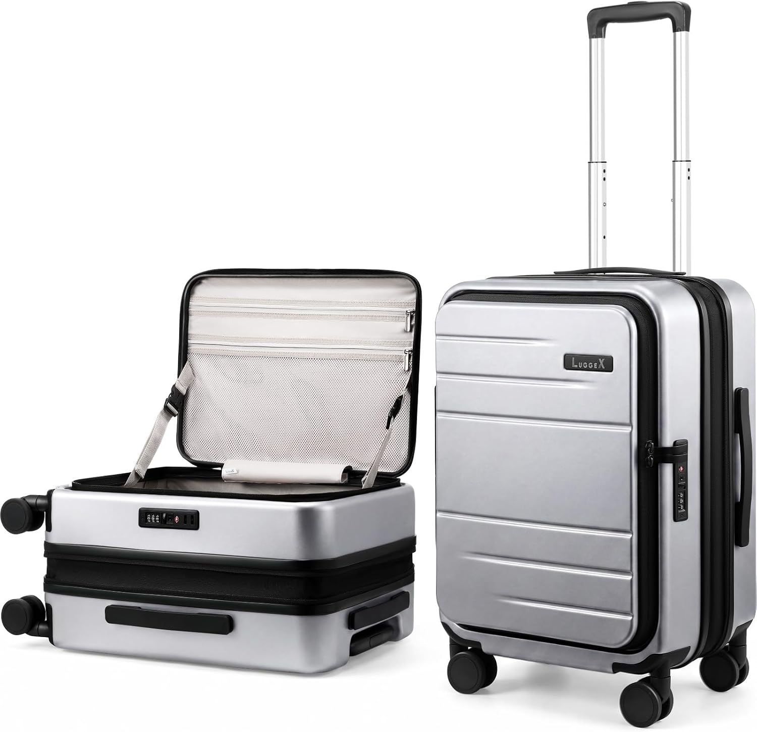 LUGGEX Checked Top Opening Expandable Suitcase, Black, 28" | Checked Luggage, Top Opening Design, 100% PC Hard Shell, Expandable Storage, TSA Approved Lock, 105L-115L Capacity, FX-Core
