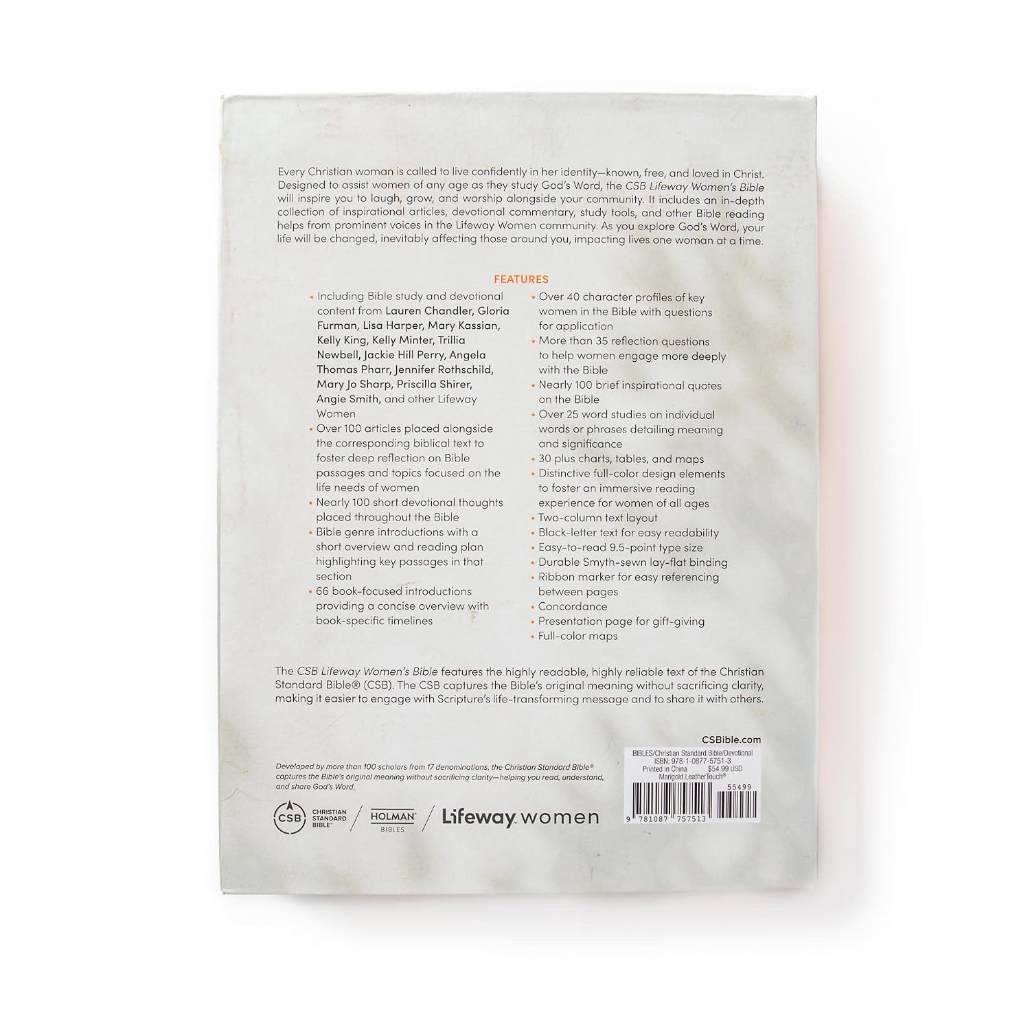 CSB Lifeway Women's Bible, Marigold LeatherTouch, Black Letter, Single-Column, Wide-Margins, Devotions, Articles, Word Studies, Character Profiles