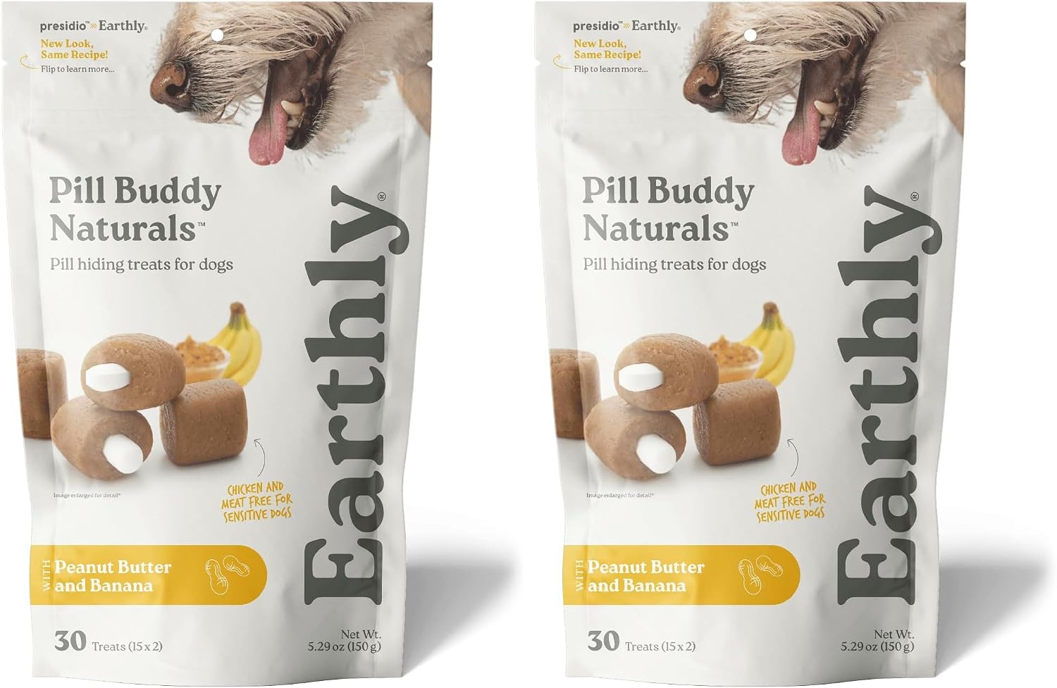 Presidio Earthly Pill Buddy Naturals - PB & Banana Recipe Pill Hiding Treats for Dogs - Make A Perfect Pill Concealing Pocket Or Pouch for Any Size Medication - 30 Servings