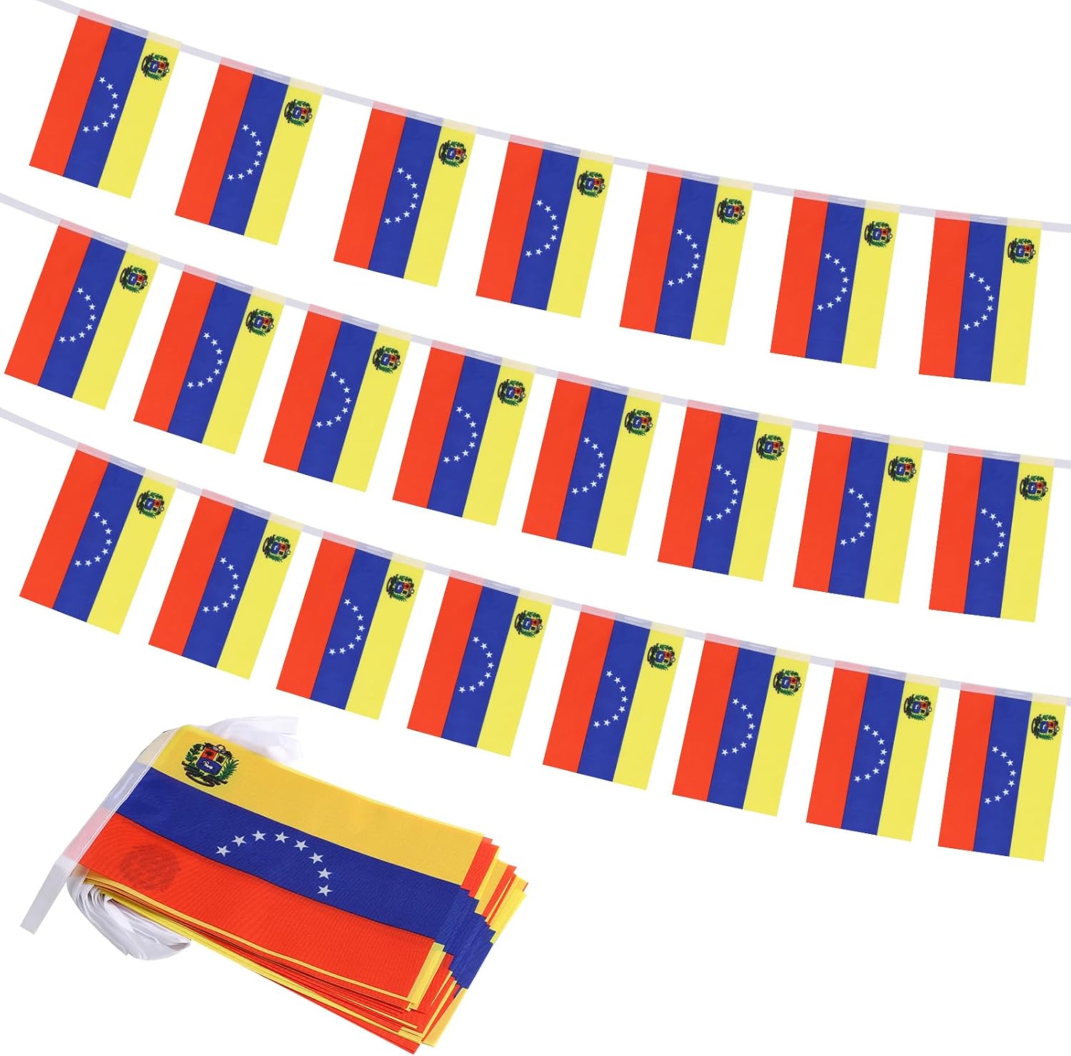 Nicaragua Flag Banner, Small Mini Nicaraguan Flags Patriotic Decoration for Party, Classroom, Sports Events, 33 Feet 30 Flags