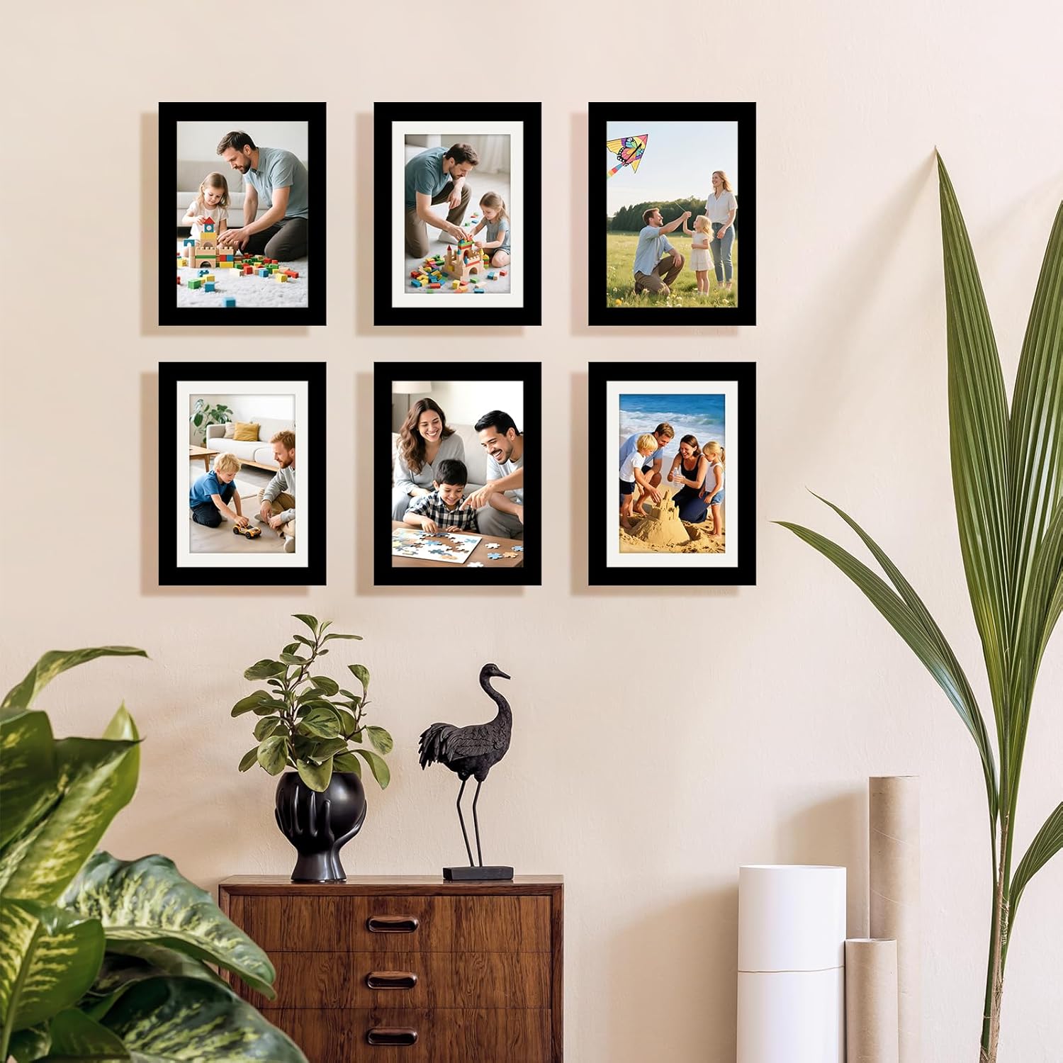 Picture Frames 8x8 2 Pack Made of Solid Wood Black for Wall Mounting and Tabletop Display