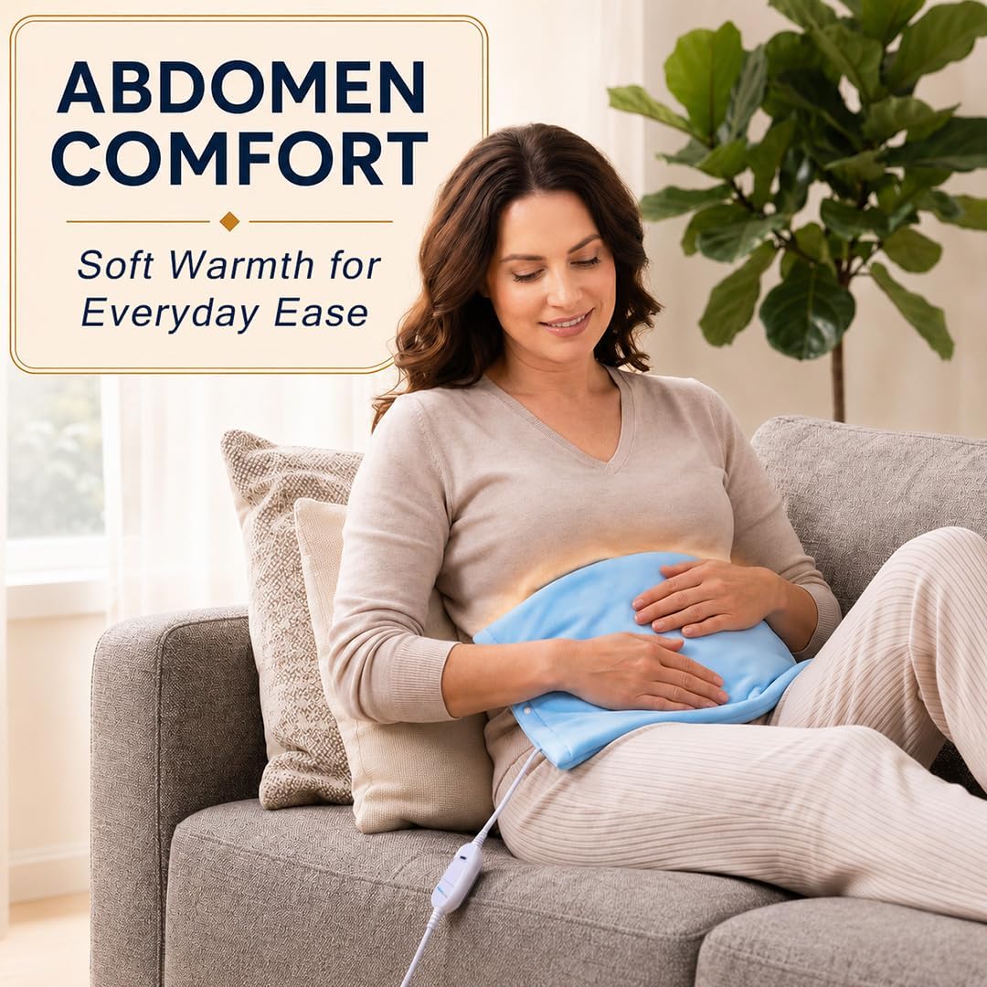 Boncare® Stay-On Small Vinyl Electric Heating Pad for Neck and Shoulders and Back Without Auto-Off, Low & High Heat Levels, Waterproof Hot Heat Pad with Washable Cover (12"x15", 1-Pack)