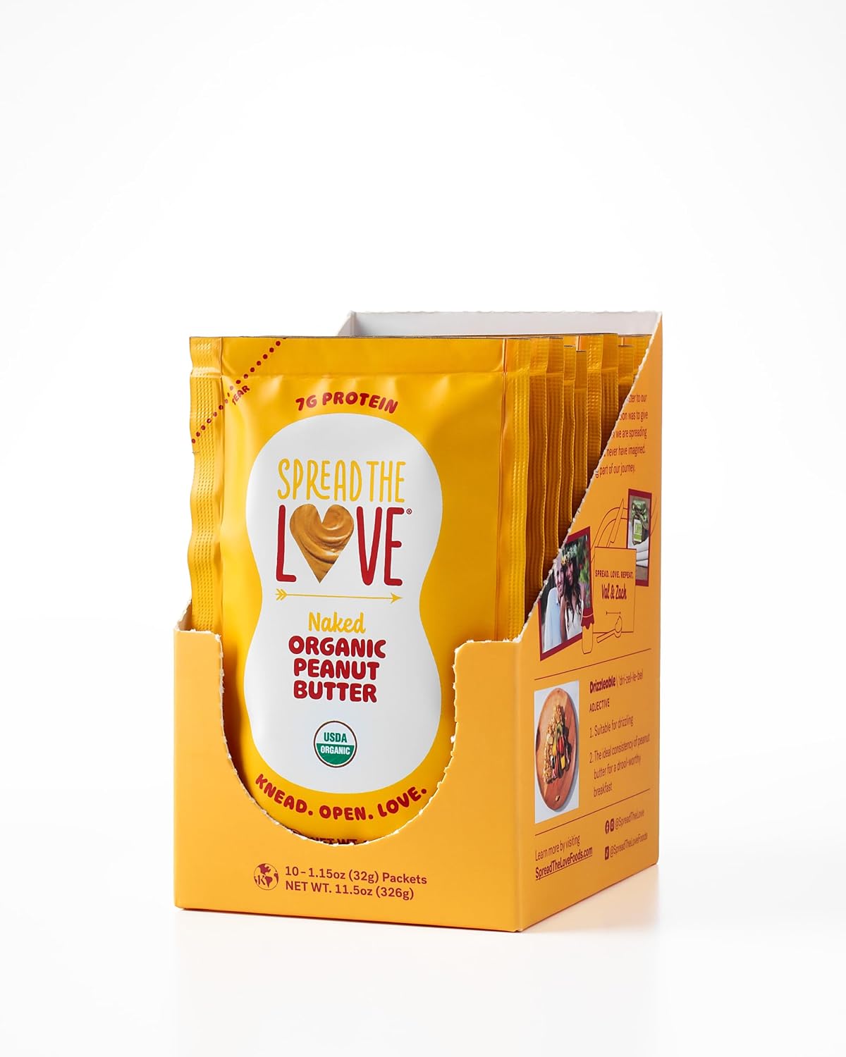 Spread The Love NAKED Organic Peanut Butter, 16 oz Jar, 1 Pack