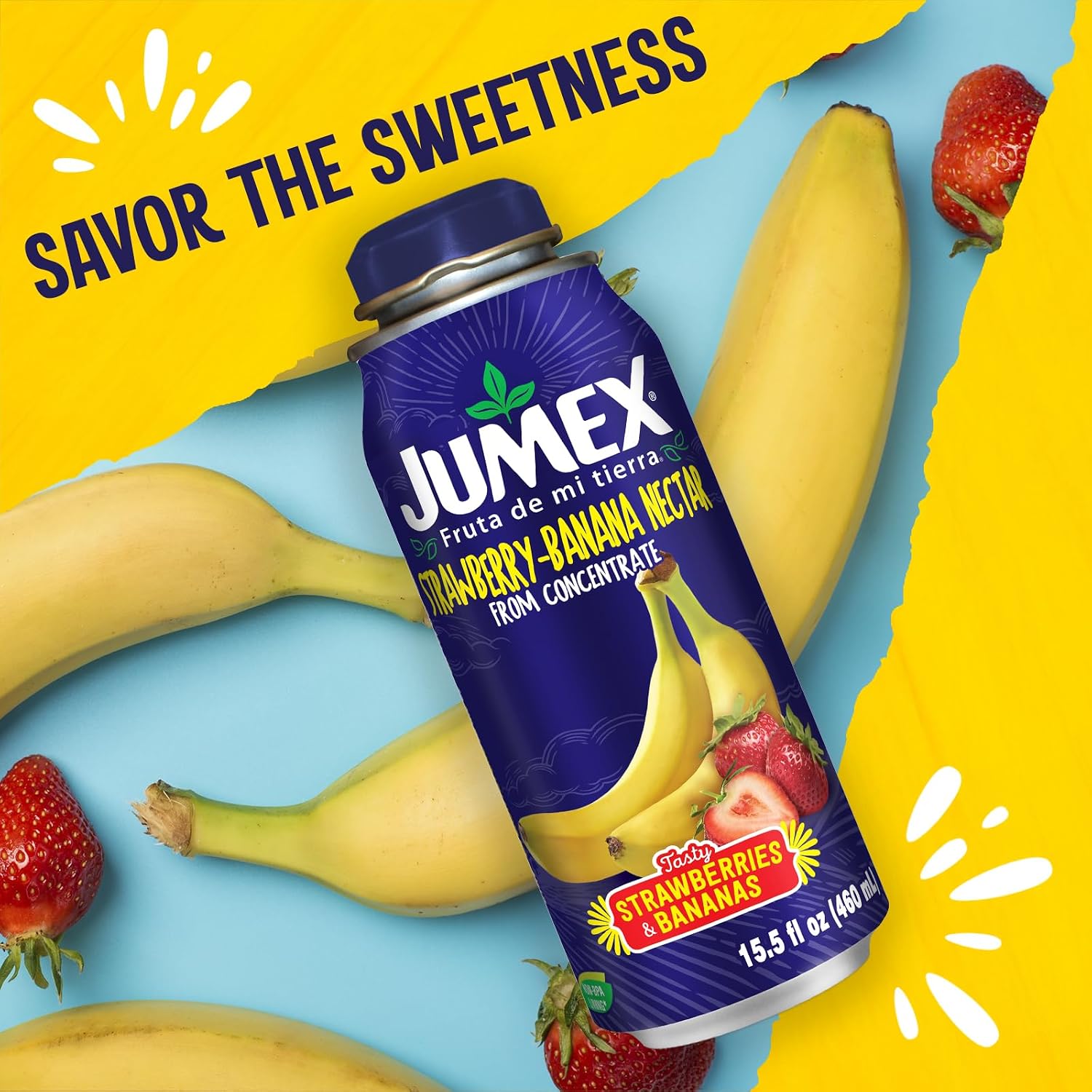 Jumex Mango Nectar Lata Botella - Made with Fresh Fruit Puree - Mango Juice Concentrate for Tropical Fruit Smoothie Mix, Cocktail Mixers & Kids Beverages - 15.5oz, 12 Pack Resealable Juice Bottles