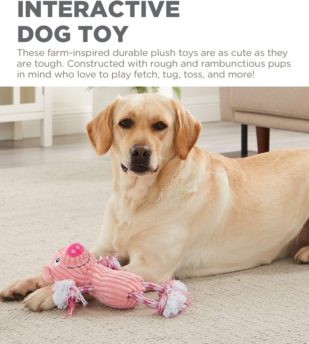 Outward Hound by Charming Pet Ranch Roperz Cow Plush Squeaky Dog Toy