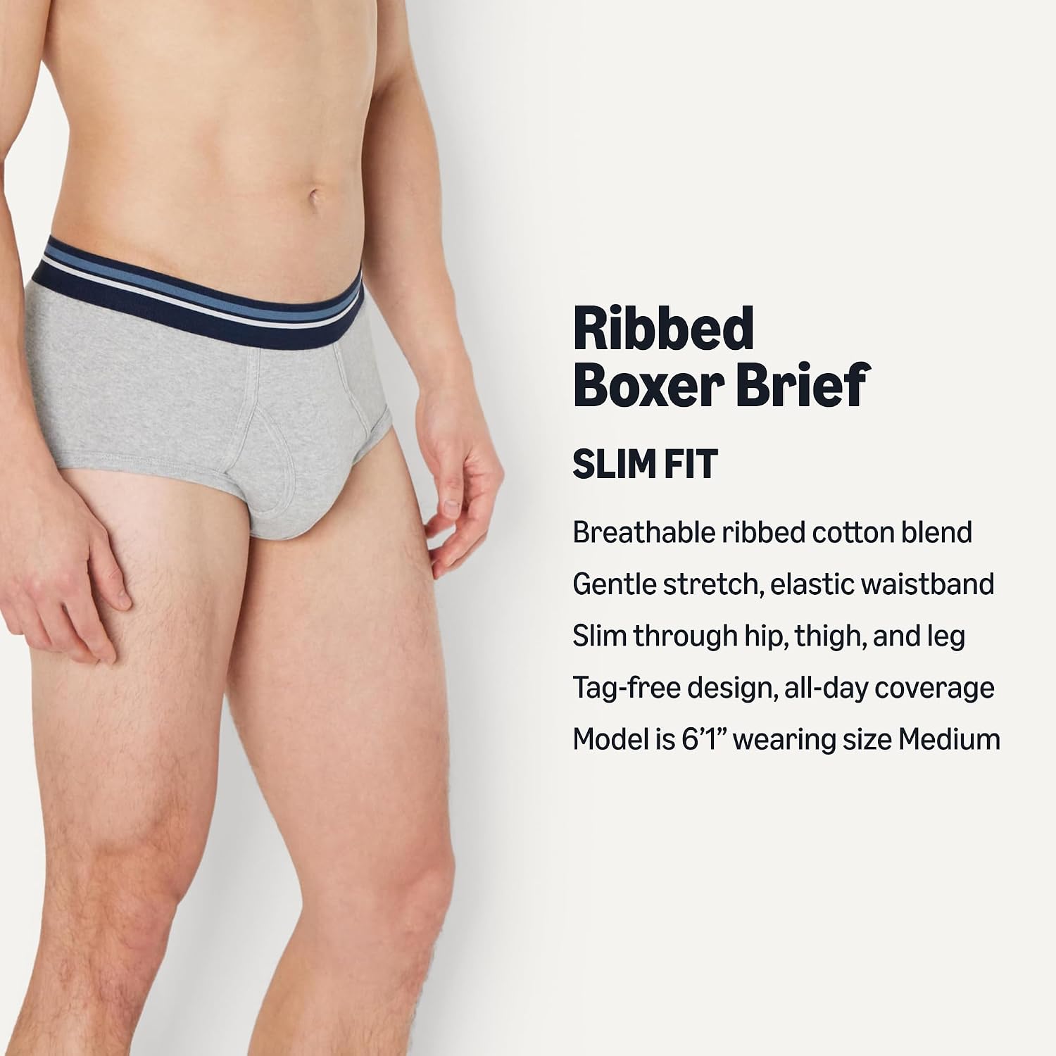 Amazon Essentials Men's Breathable Ribbed Knit Briefs with Elasticized Waistband, Multipacks