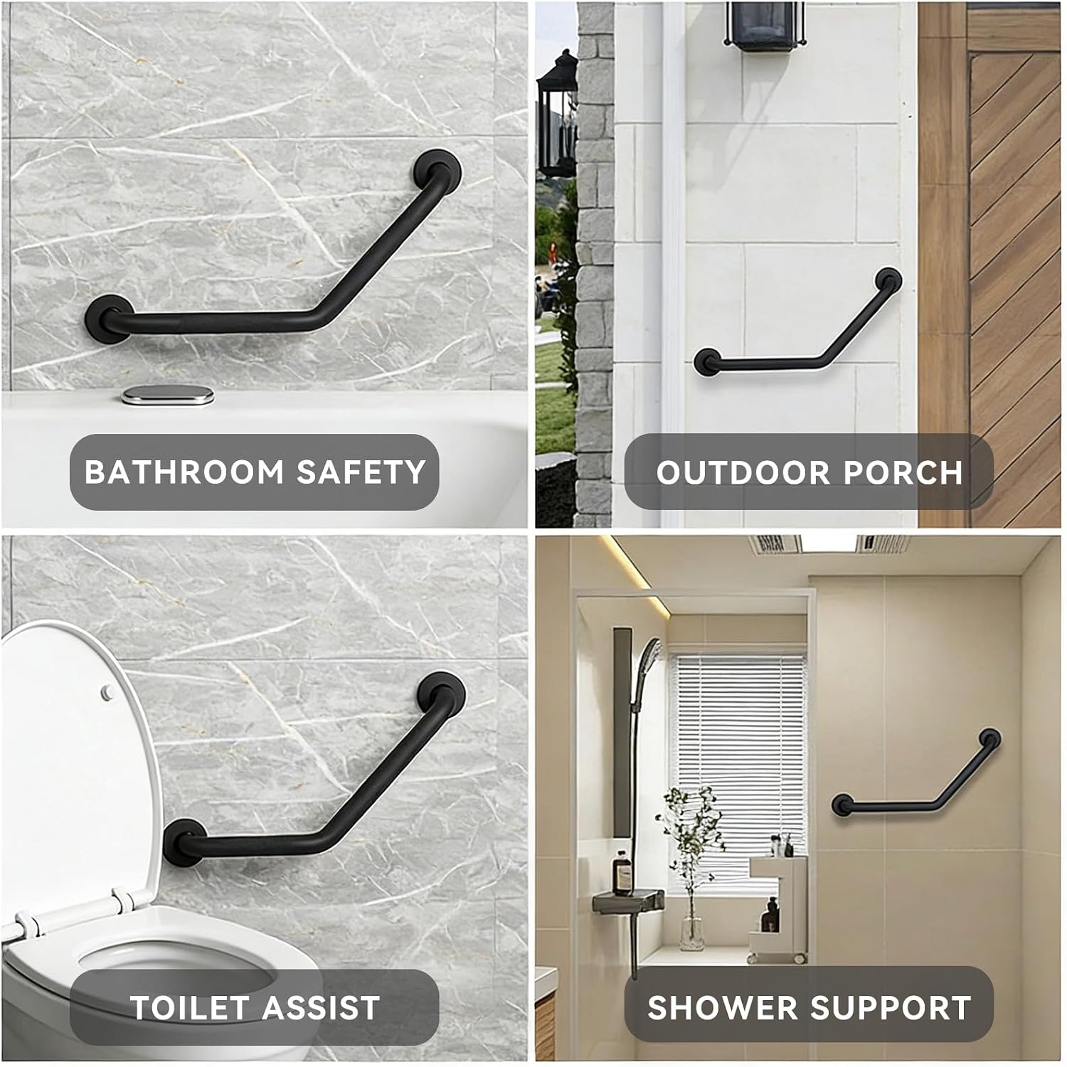 20 Inch Bathroom Grab Bar, Satin Brushed Nickel Angled Grab Bar with Anti-Slip Knurled Grip, Stainless Steel Bath Balance Bar, 1.0" Tube Safety Hand Rail Support, Handicap Elderly Assist Bath Handle