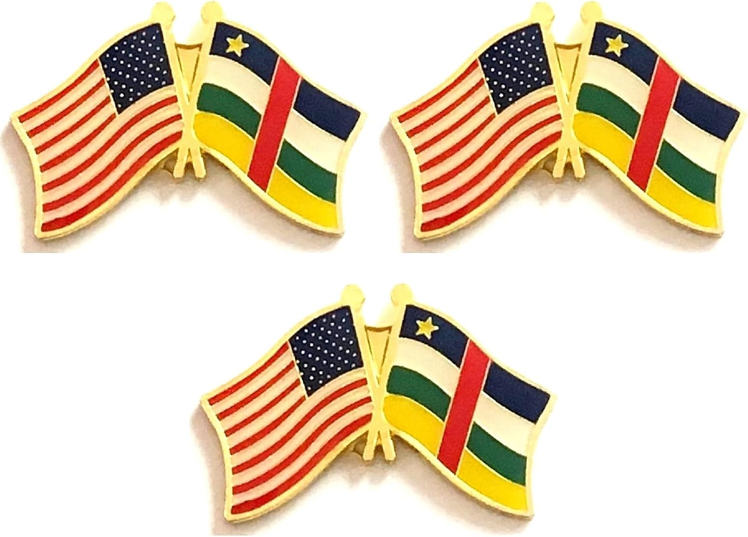 3 National Country Flag Crossed Enamel Flag Pins Pack of 3 Friendship Double Flags
