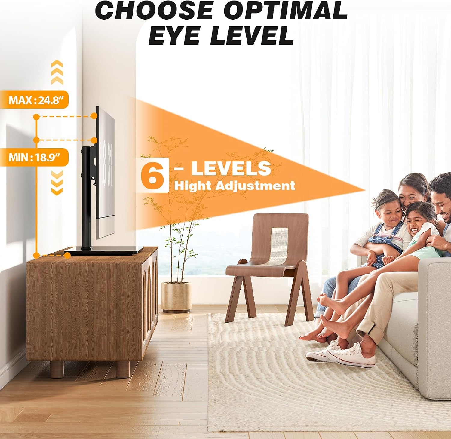 5Rcom Universal Swivel TV Stand for 27-60 inch Curved/Flat Screen TVs, Table Top TV Base Replacement Holds up to 88 lbs