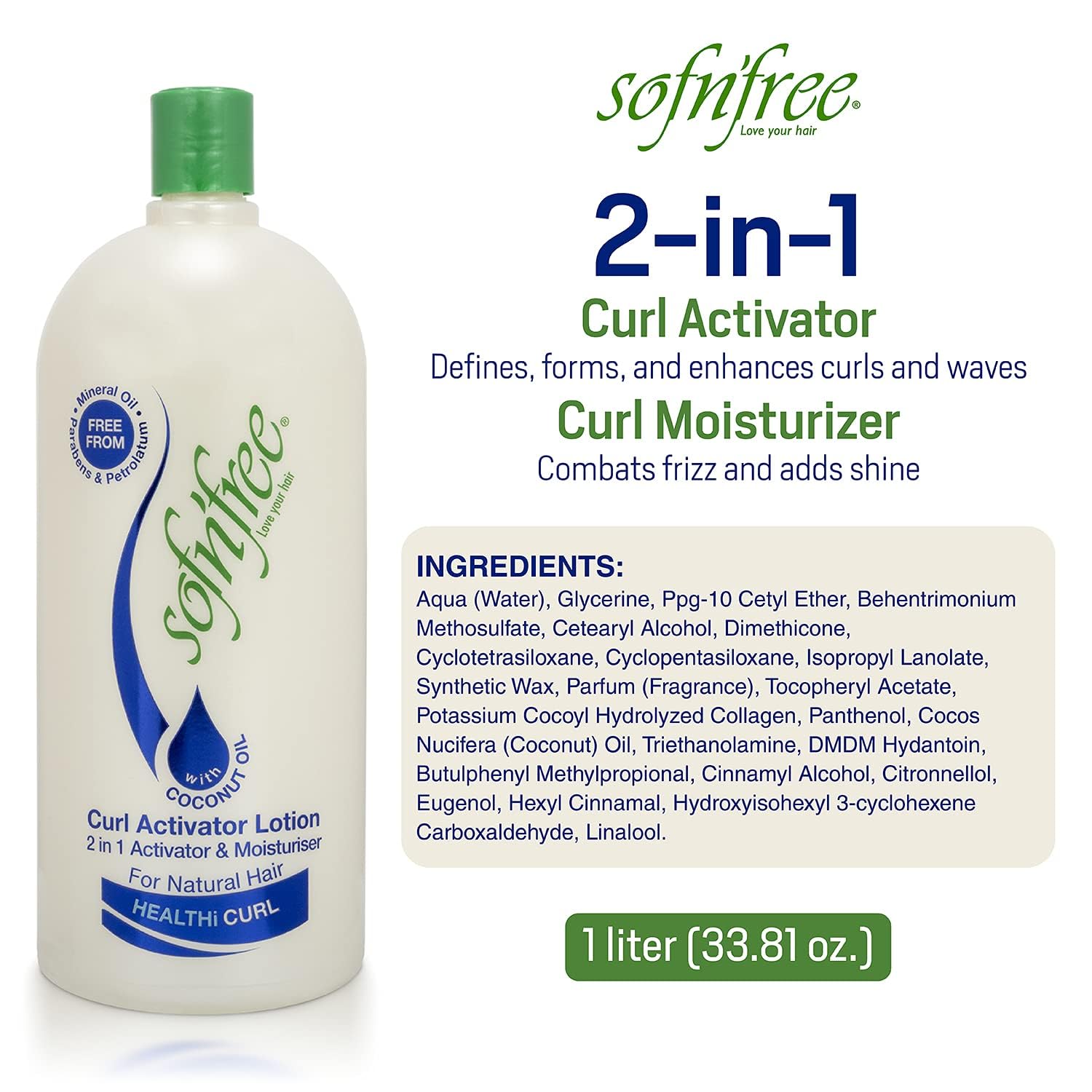 Sofn'free Moisturizer & Curl Activator Lotion - 25.35 fl oz | Defines waves, coils, and multicultural curls. Provides moisture, shine, and frizz control with a soft, flexible finish.