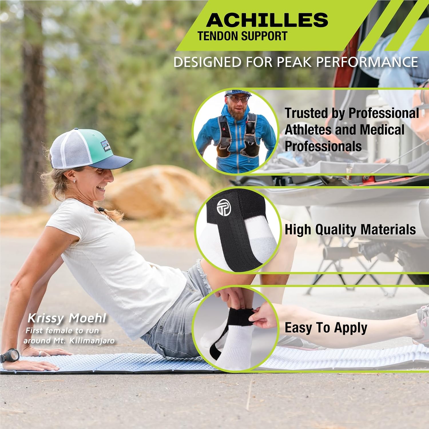 Pro-Tec Athletics Achilles Tendon Support, Tendinitis Relief, Compression Pad, Stabilization, Adjustable Strap & Heel Lift
