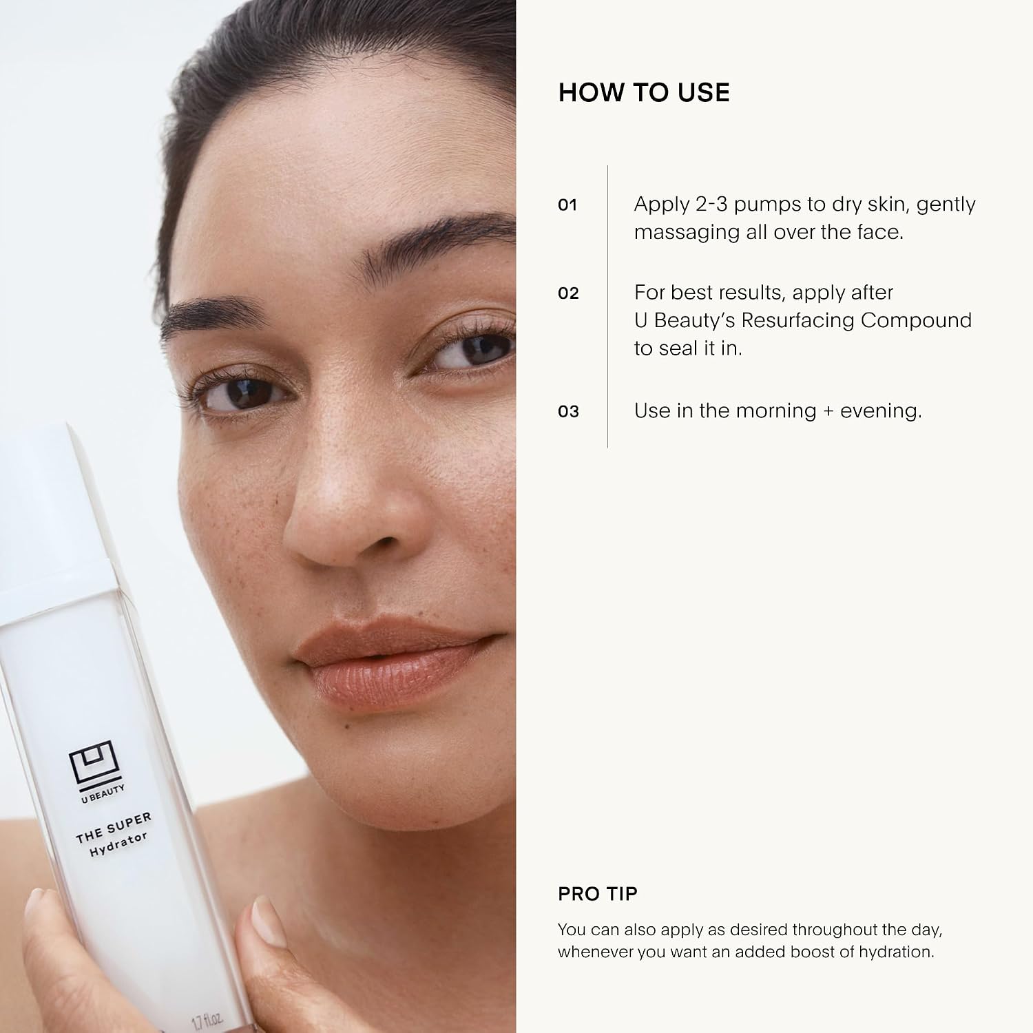U Beauty The SUPER Hydrator - Mega-Dose Skin Hydrator and Hyaluronic Acid Moisturizing Cream with Peptides and Grapeseed Oil for Supple, Smooth