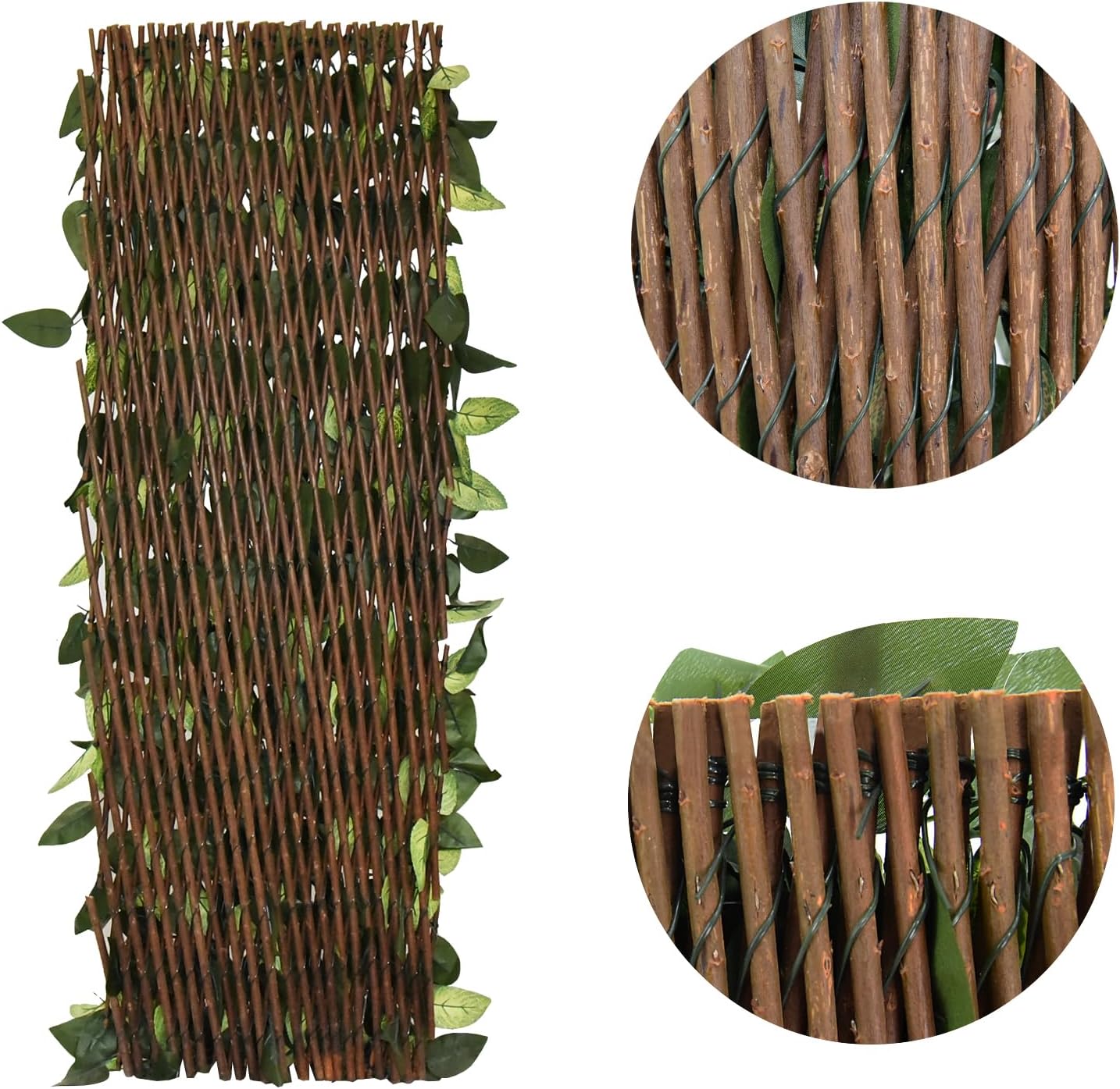 Expandable Fence Privacy Screen for Balcony Patio Outdoor,Decorative Faux Ivy Fencing Panel,Artificial Hedges (Single Sided Leaves)……