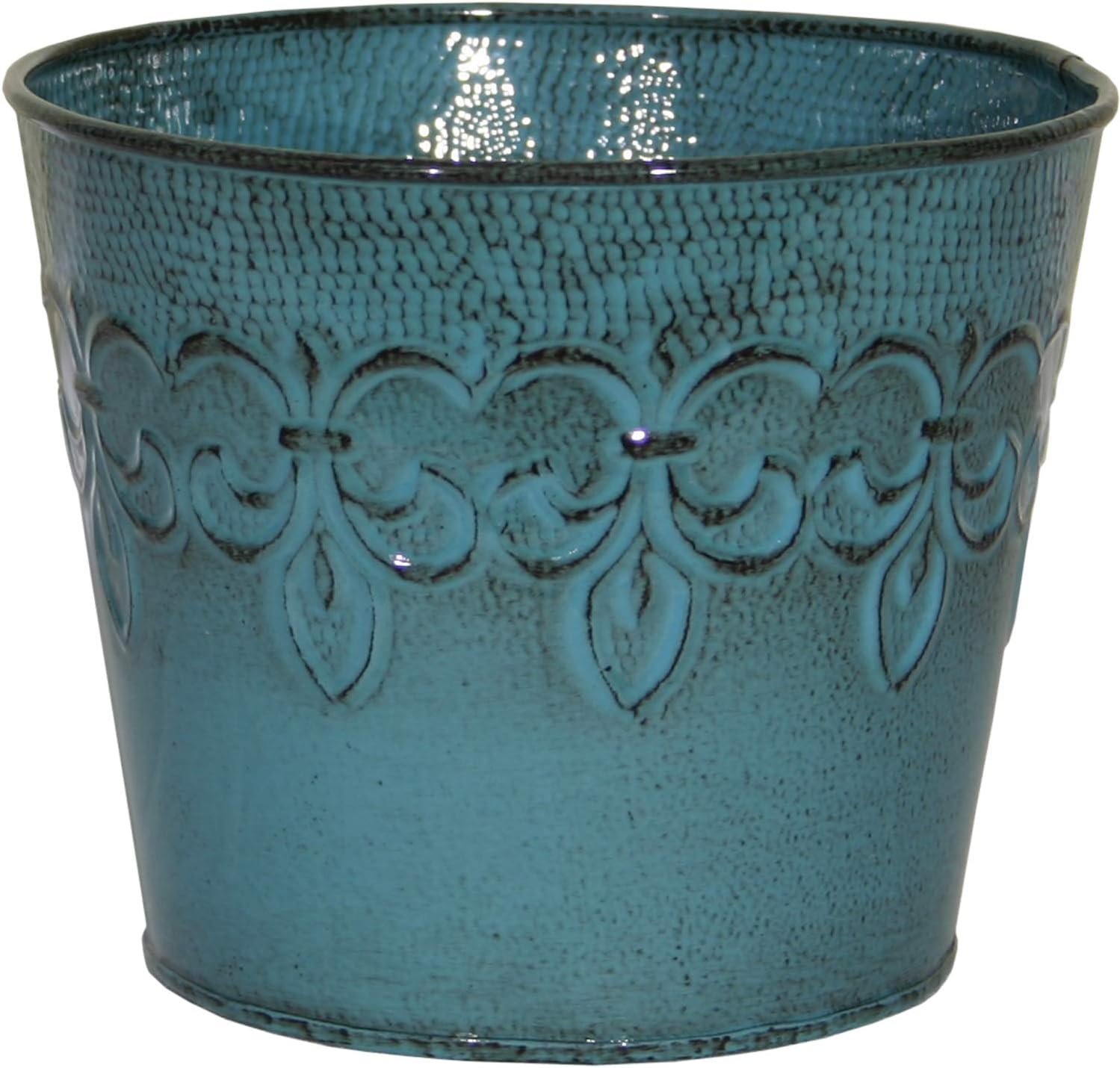MPT01891 Fluer De Lis Series Metal Planter Flower Pot, 6", Color Tansy Green