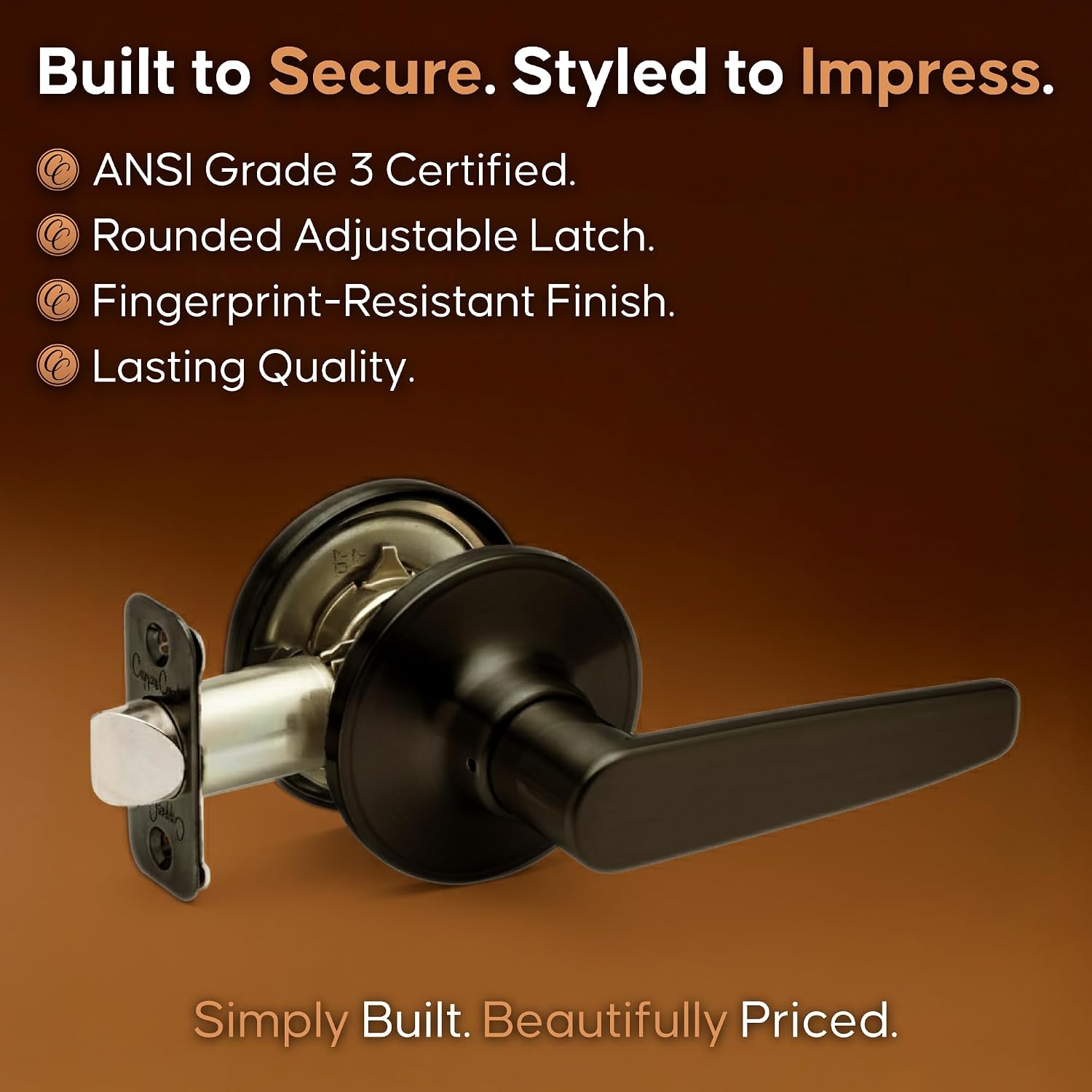 Copper Creek DL1231SS Daley Push Button Privacy Door Lever, Satin Stainless