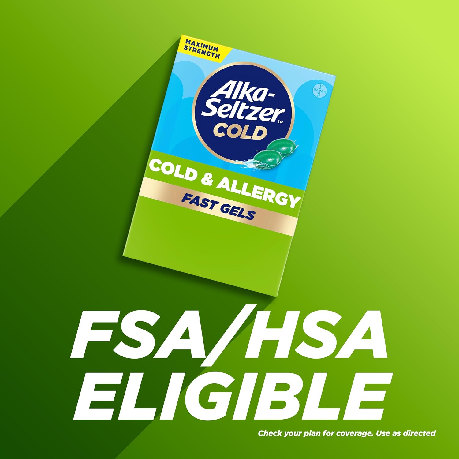 Alka-Seltzer Cold, Cold & Allergy Max Strength Fast Gels, Allergy Medicine, Multi-Symptom Relief, Body Aches and Pains, Congestion Relief
